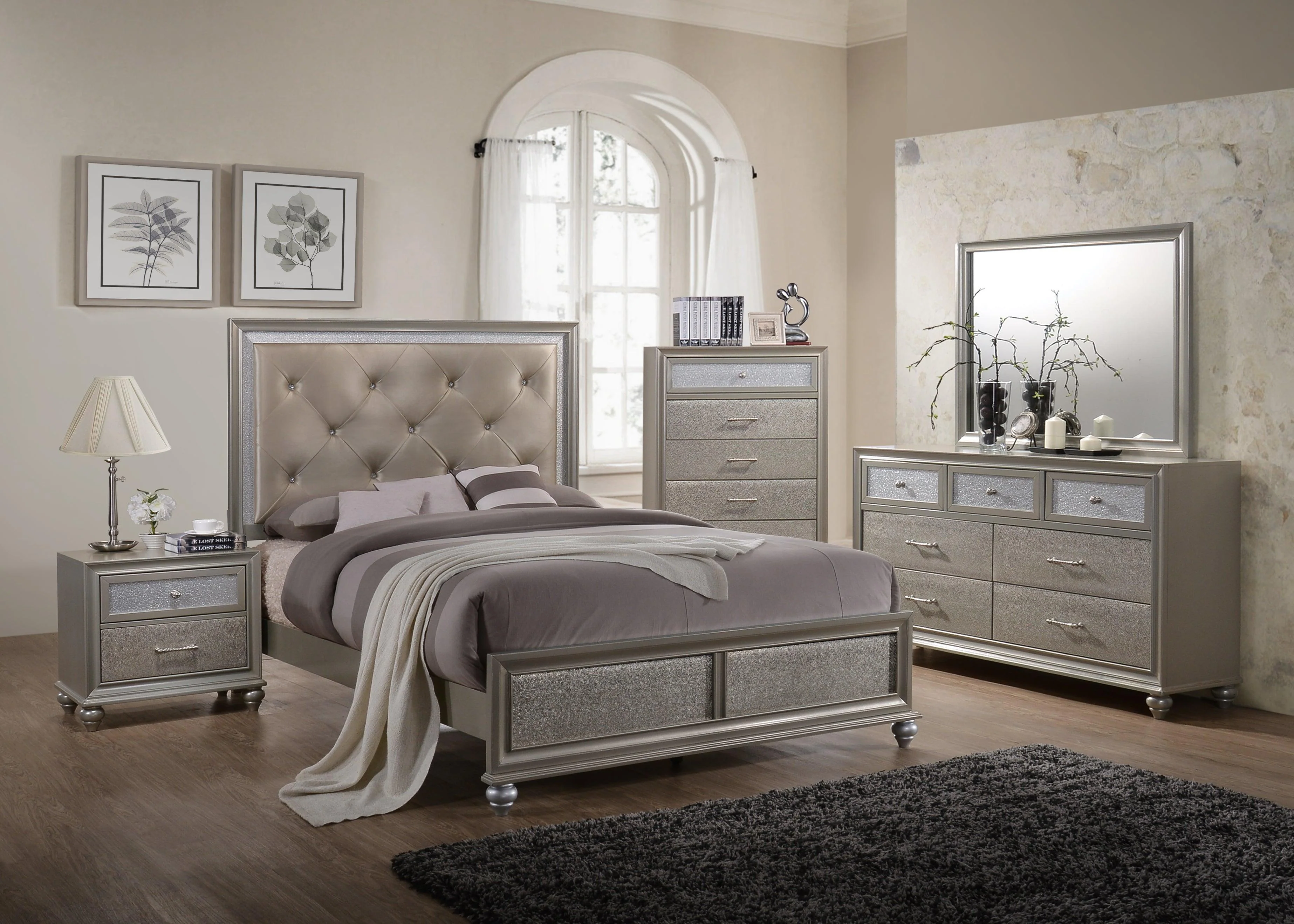 Lila Nightstand Champagne 2 Drawers - Image 2