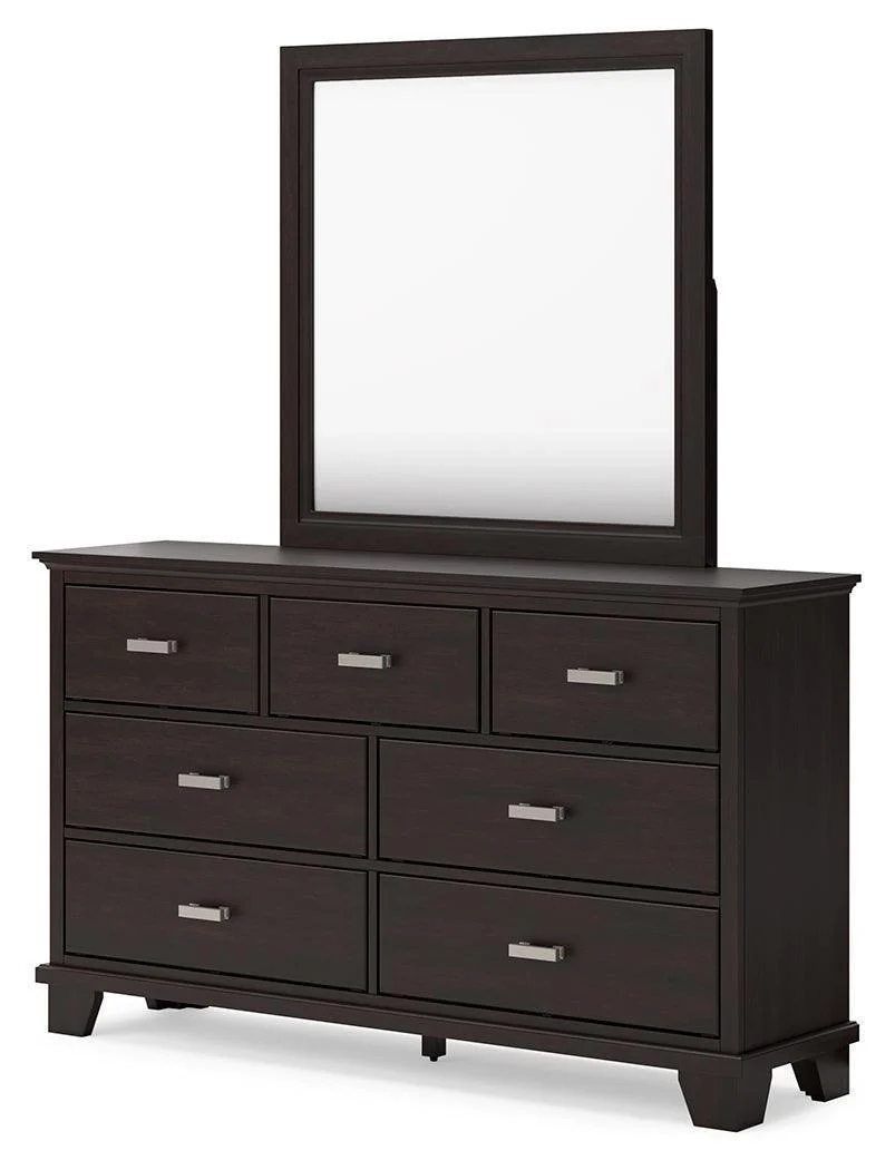 Covetown Dark Brown Dresser And Mirror - Image 3