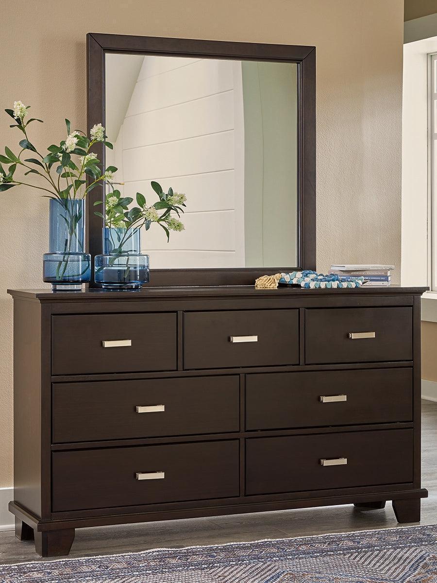 Covetown Dark Brown Dresser And Mirror - Image 1