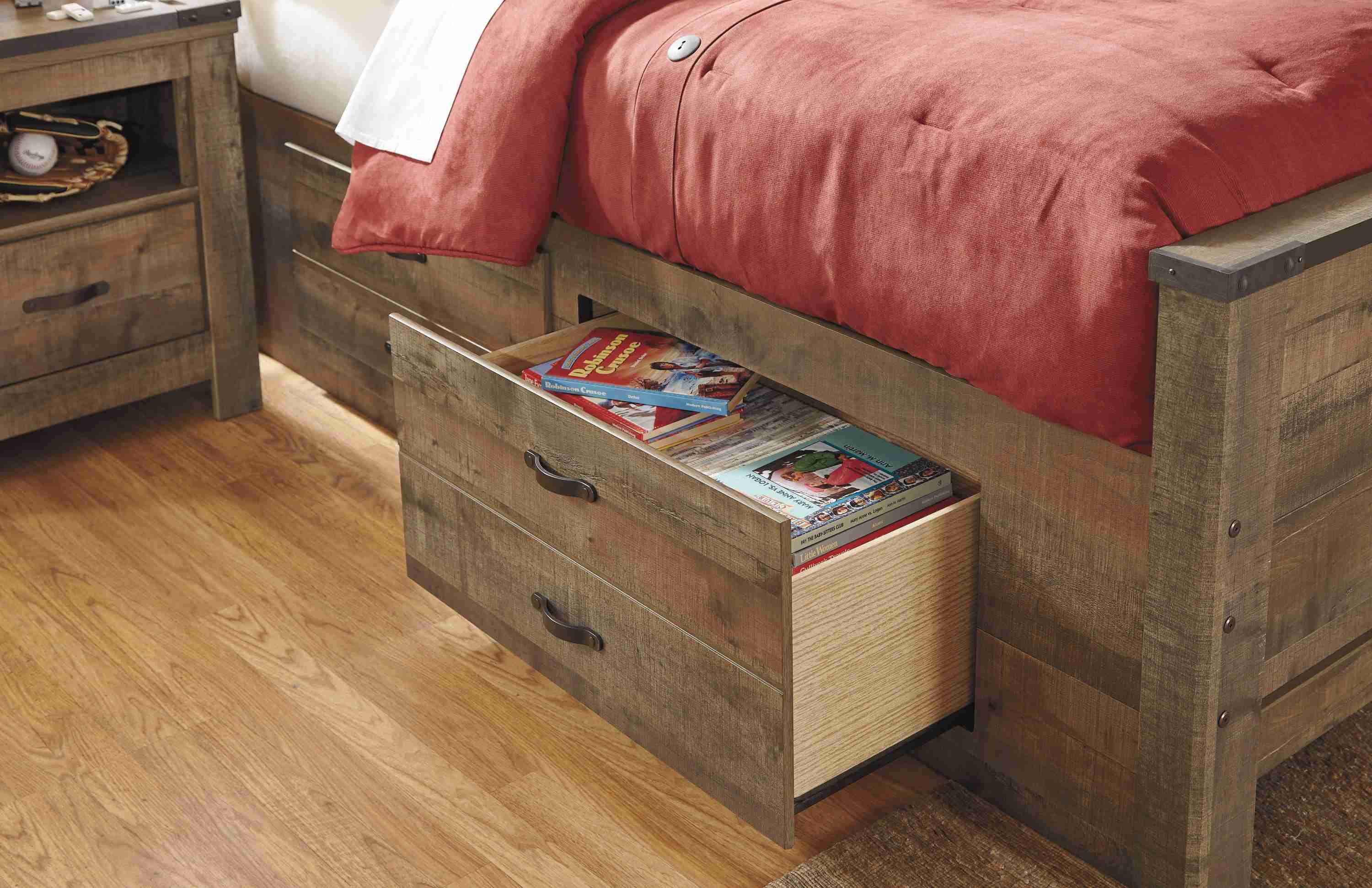 Trinell Brown Full Bookcase Bed With 2 Storage Drawers - Image 3