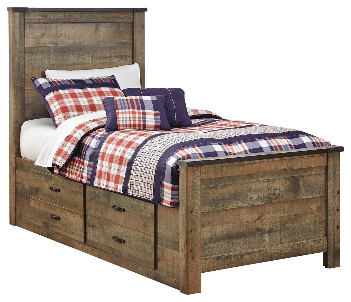 Trinell Brown Twin Panel Bed With 2 Storage Drawers - Image 2