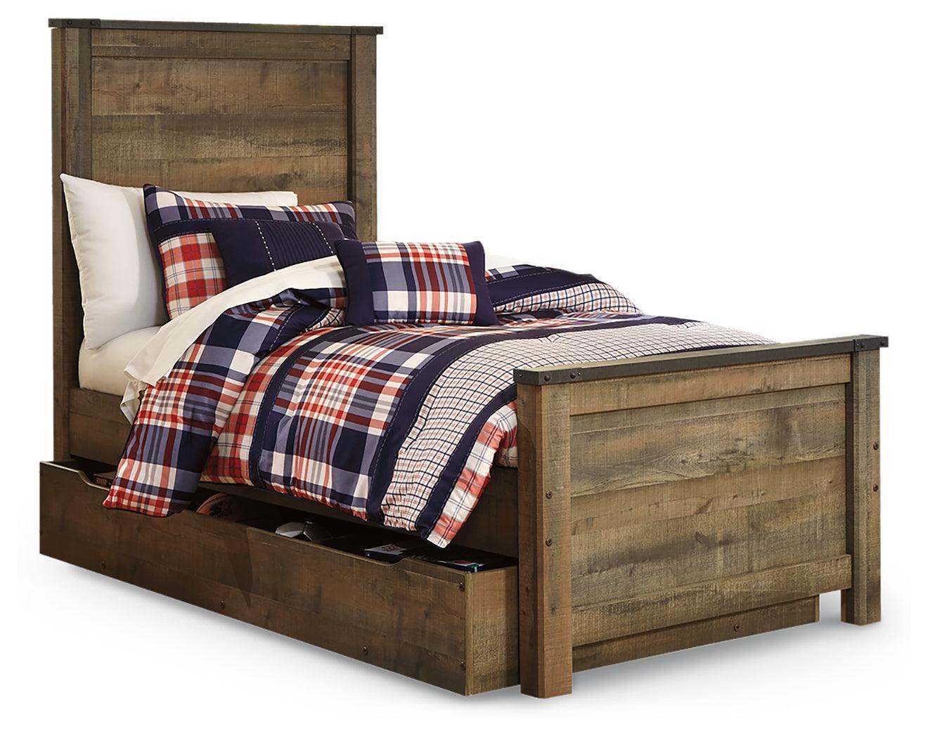 Trinell Brown Twin Panel Bed With 1 Large Storage Drawer - Image 2