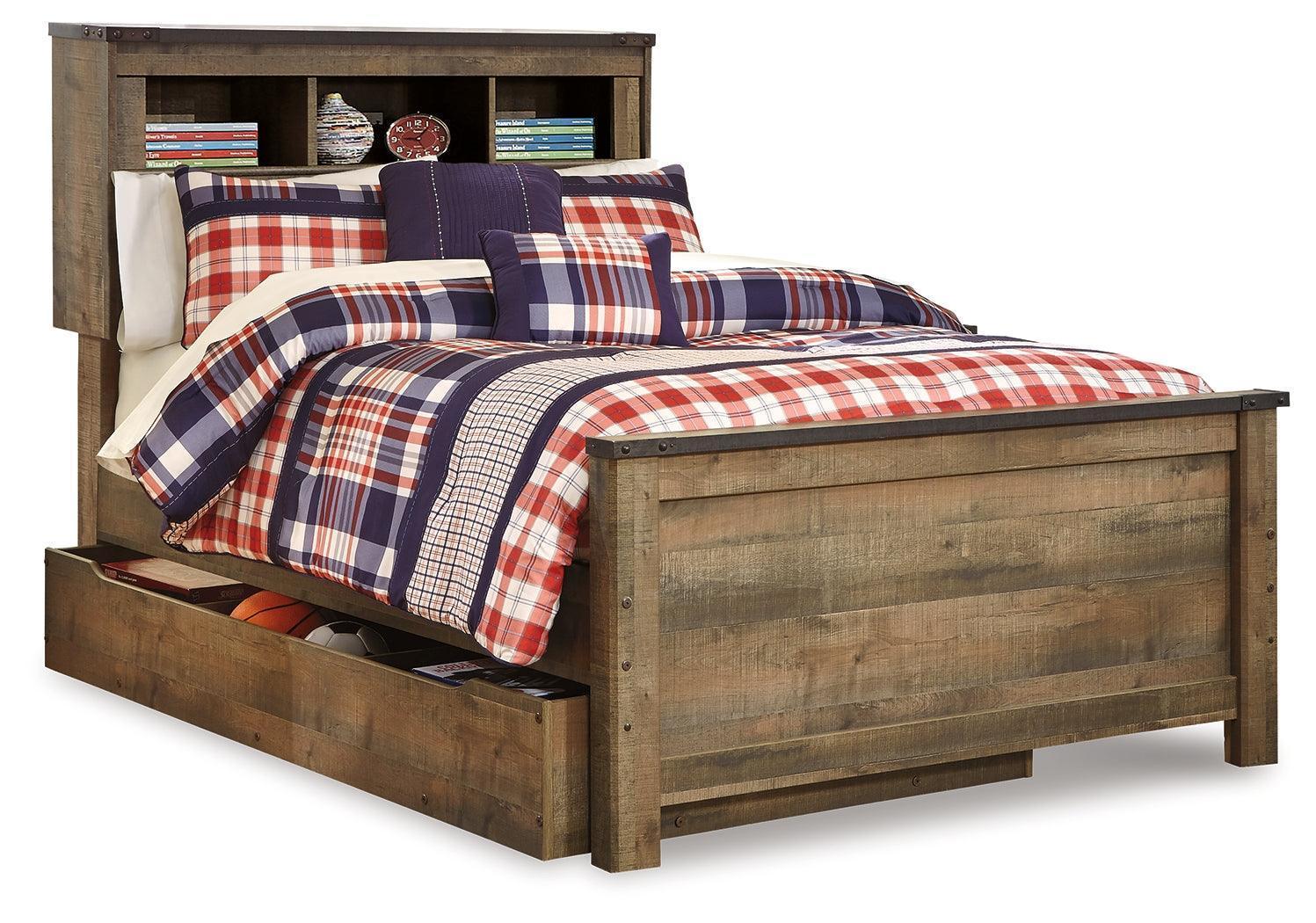Trinell Brown Full Bookcase Bed with Storage - Image 1