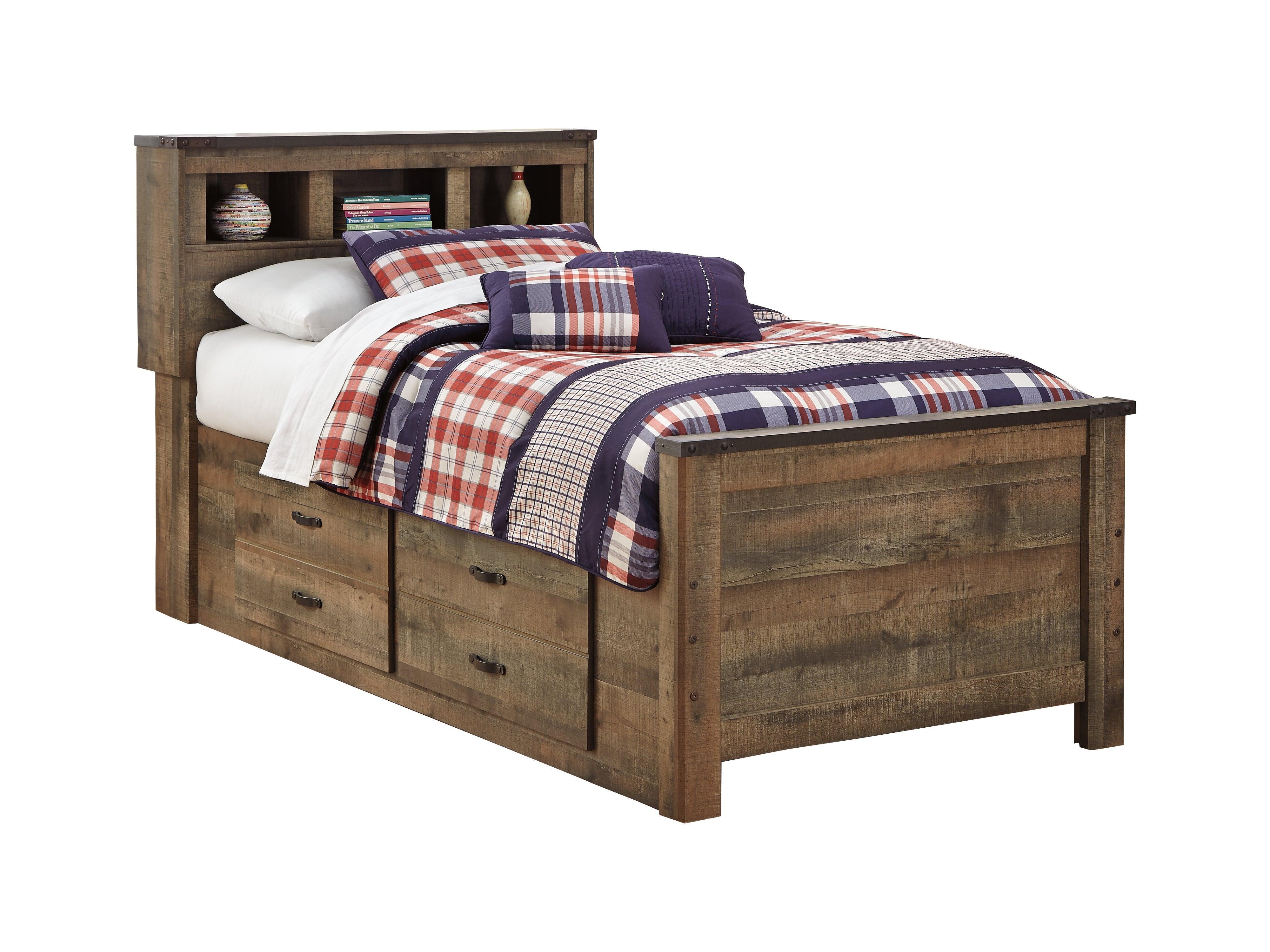Trinell Brown Twin Bookcase Bed With 2 Storage Drawers - Image 2