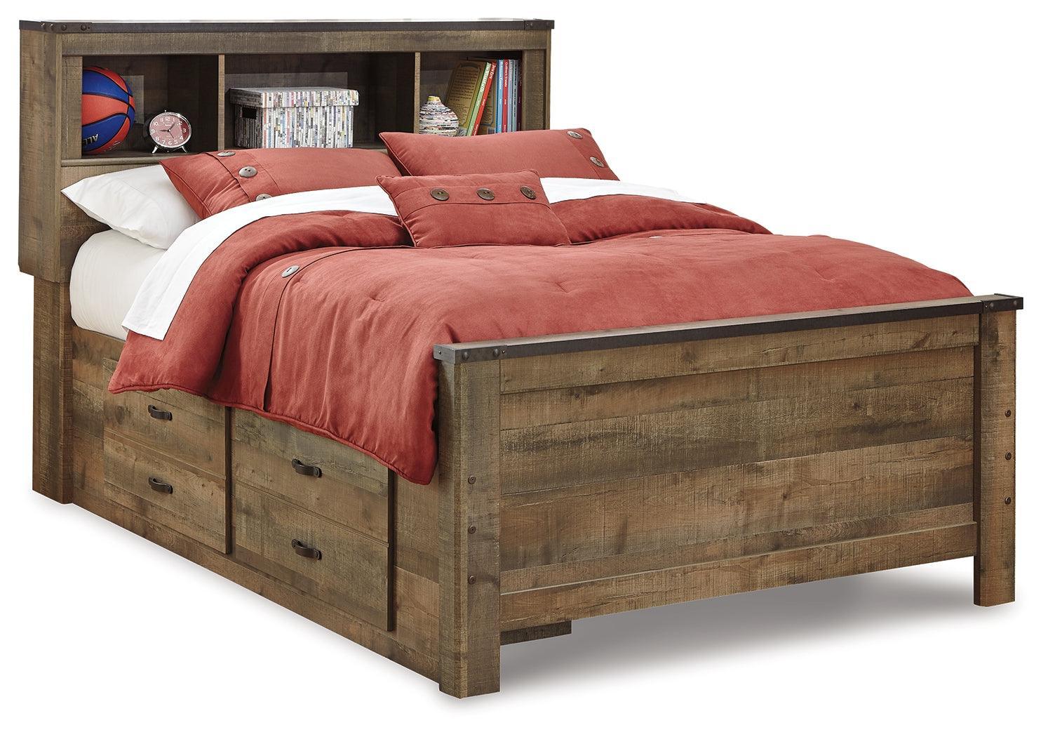 Trinell Brown Full Bookcase Bed With 2 Storage Drawers - Image 2