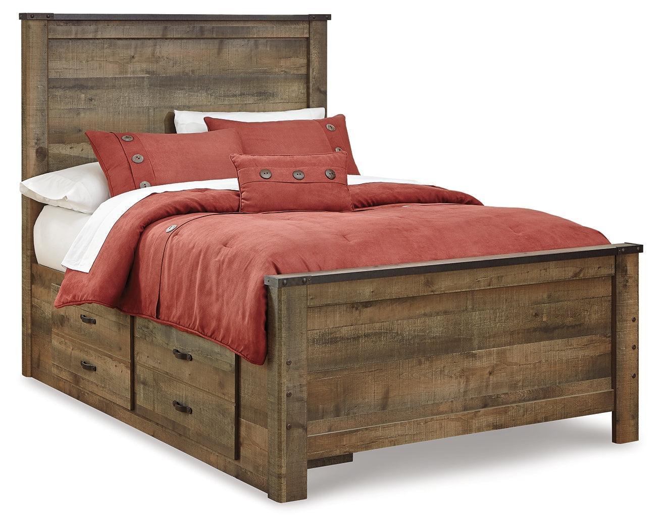 Trinell Brown Full Panel Bed With 2 Storage Drawers - Image 2