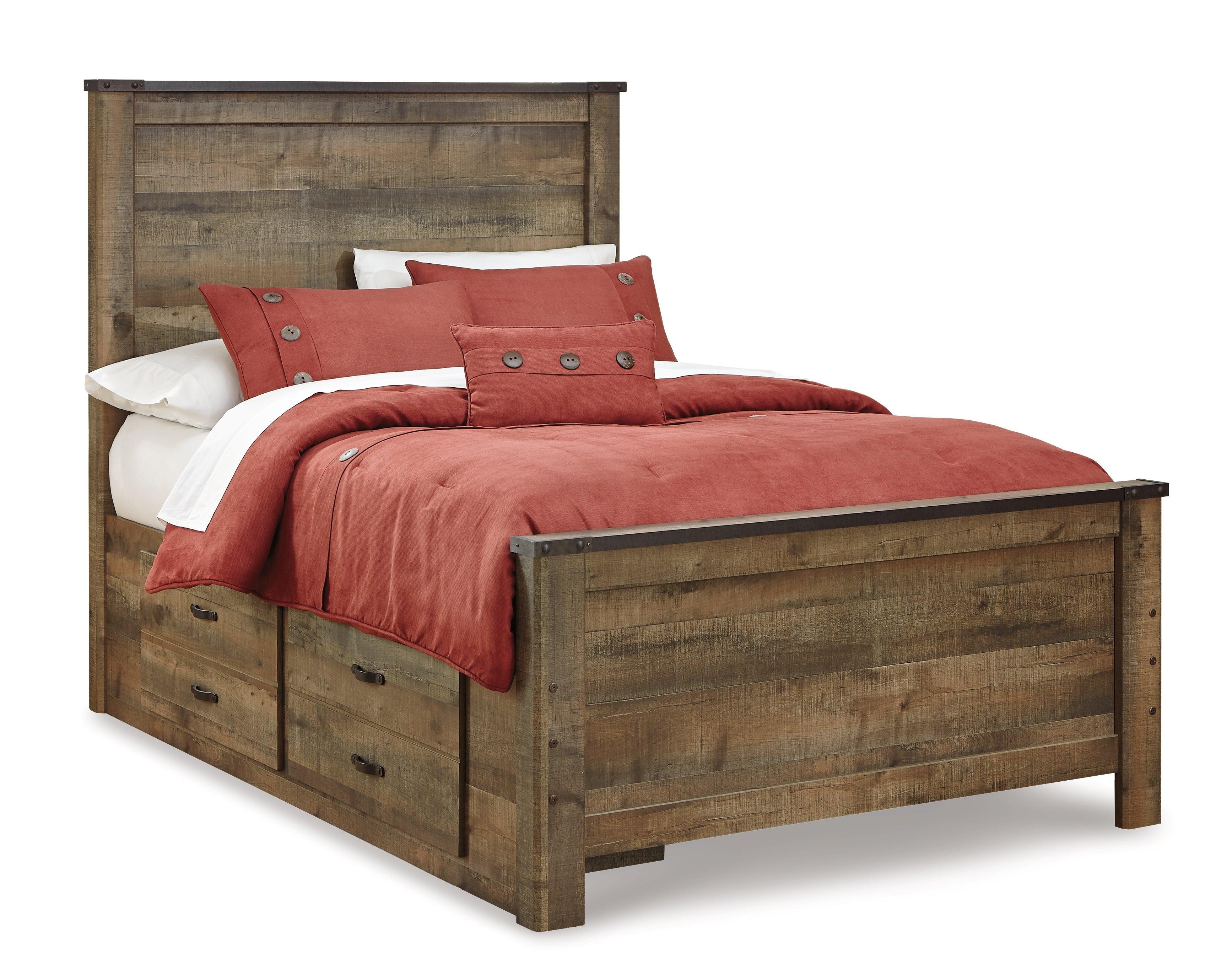 Trinell Brown Full Panel Bed With 2 Storage Drawers - Image 3
