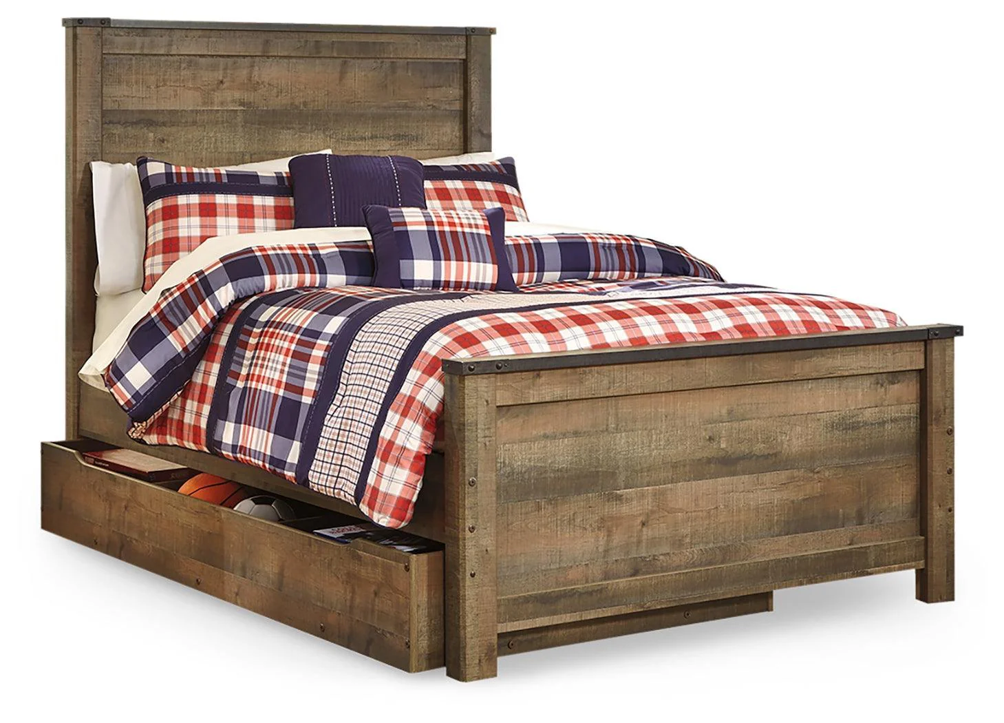 Trinell Brown Full Panel Bed With 1 Large Storage Drawer - Image 2
