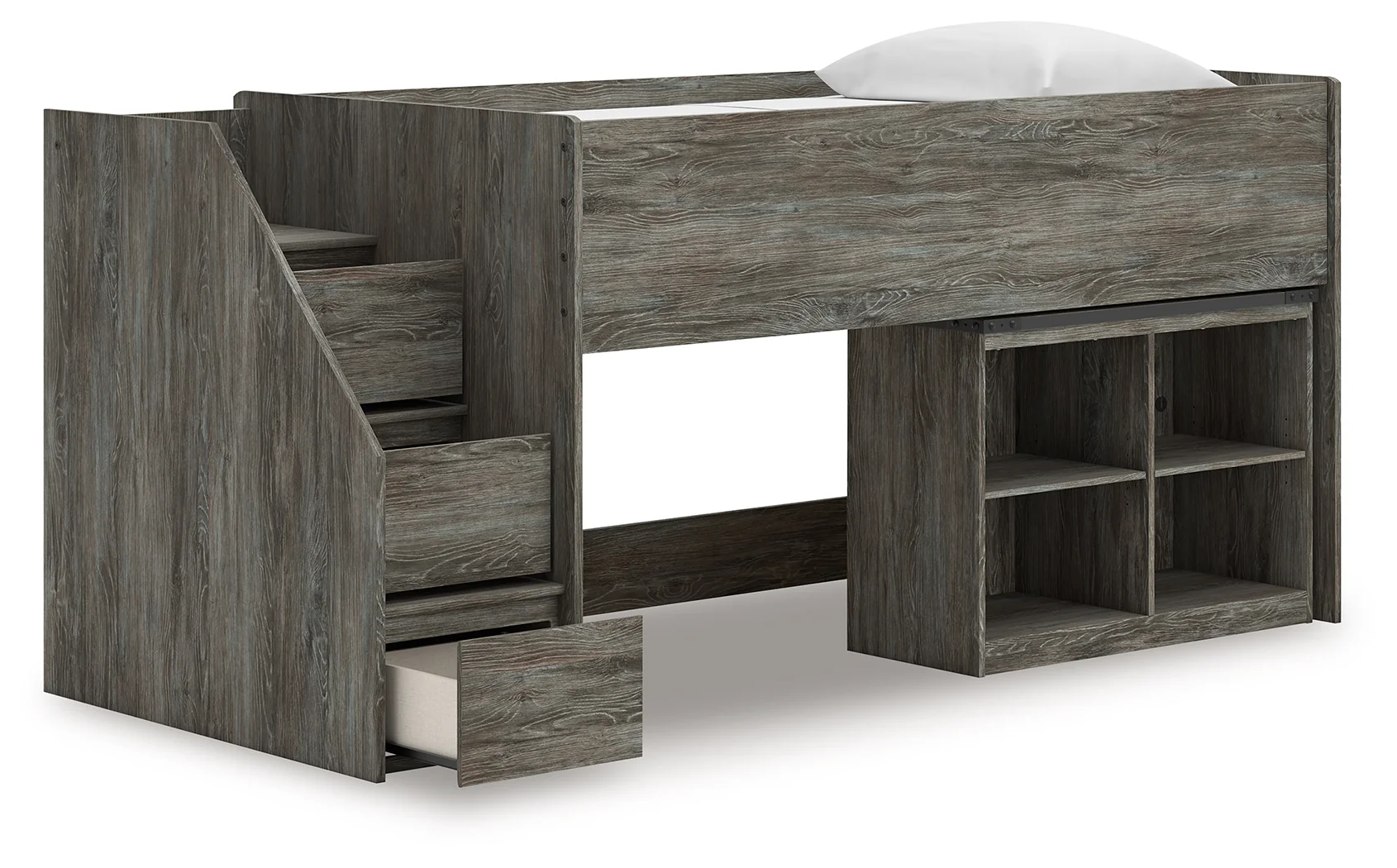 Frandern Gray Twin Loft  Bed with Bookcase Storage - Image 3