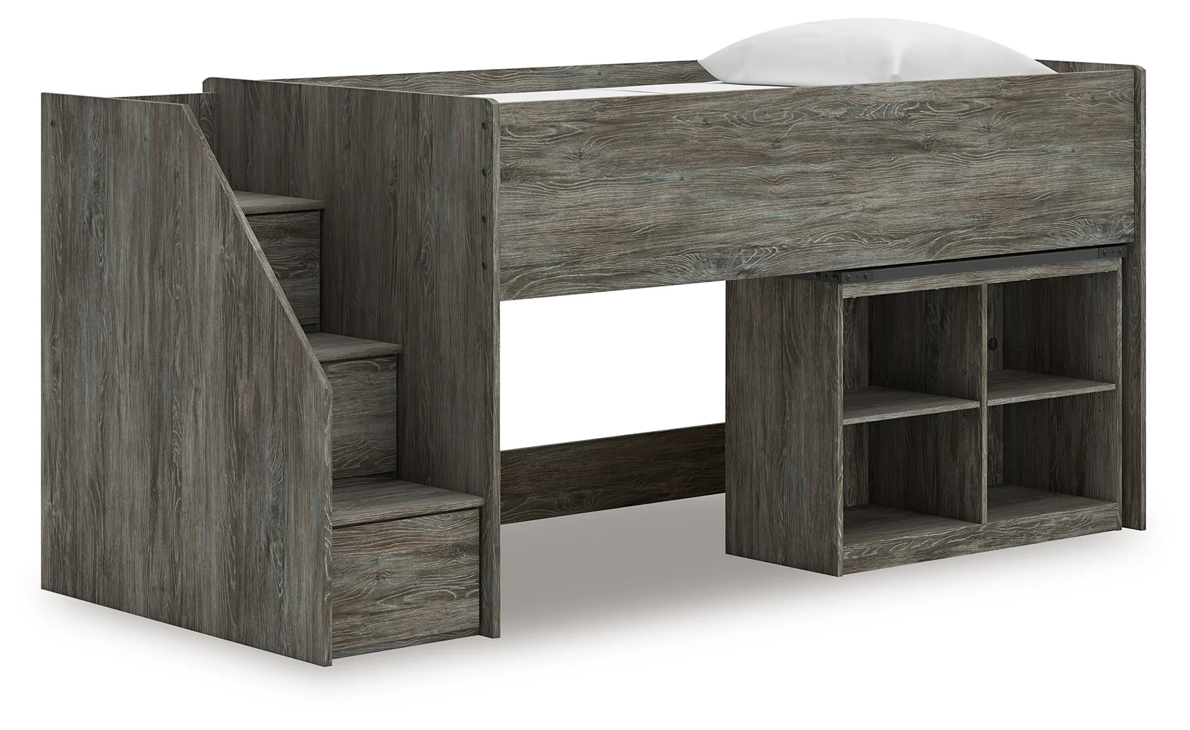 Frandern Gray Twin Loft  Bed with Bookcase Storage - Image 2