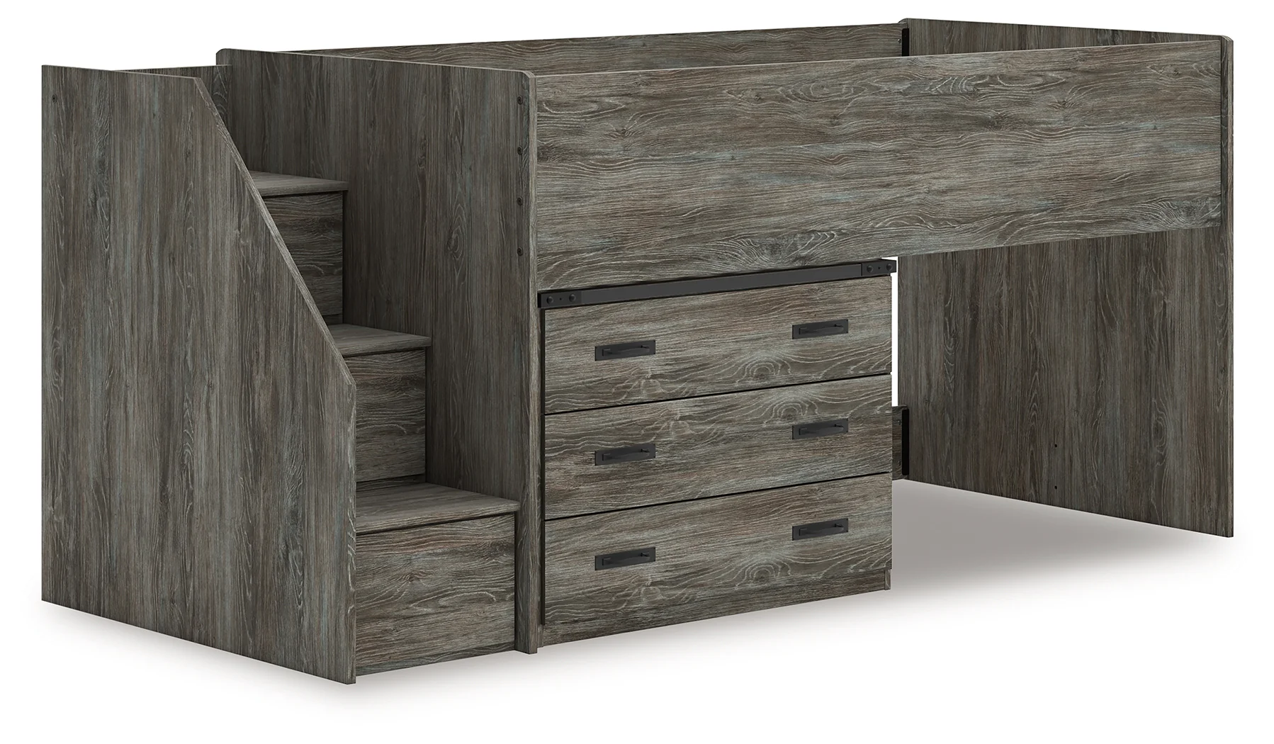 Frandern Gray Twin Loft Bed with Drawer Storage - Image 2