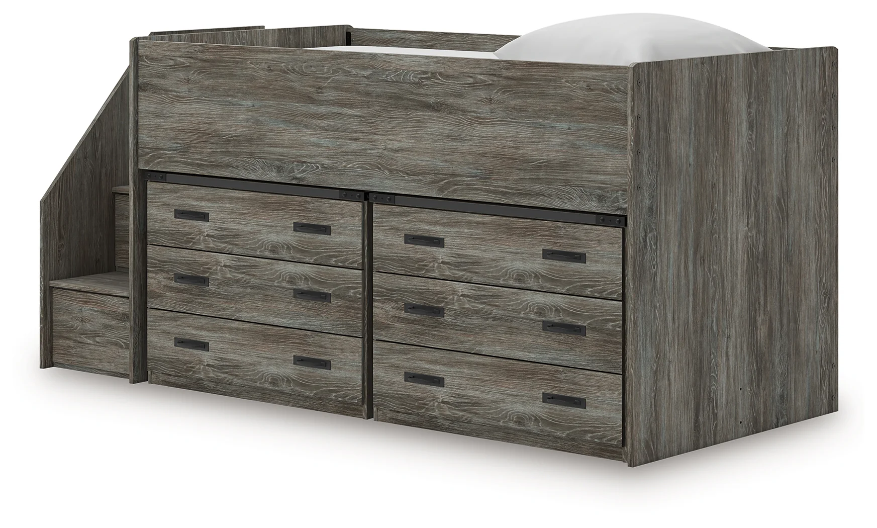 Frandern Warm Gray Twin Loft Bed with Drawer Storage - Image 3