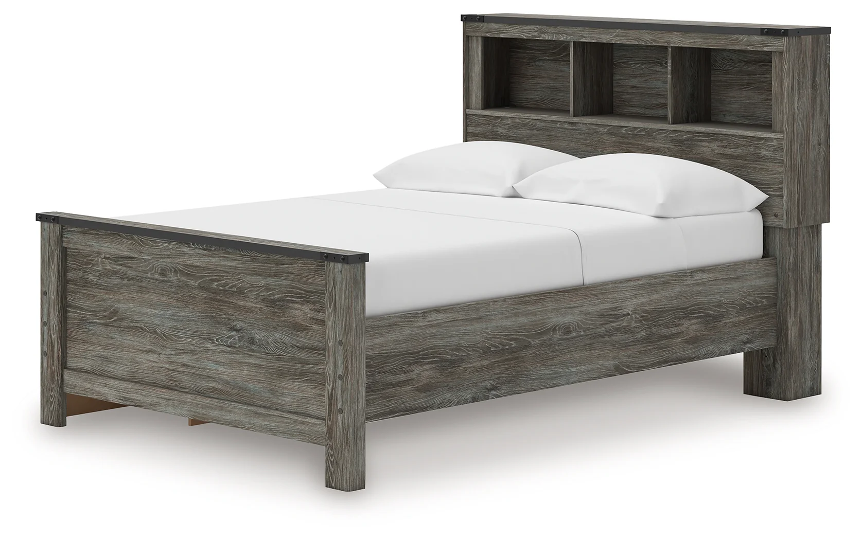 Frandern Gray Full Bookcase Panel Bed with Storage - Image 3