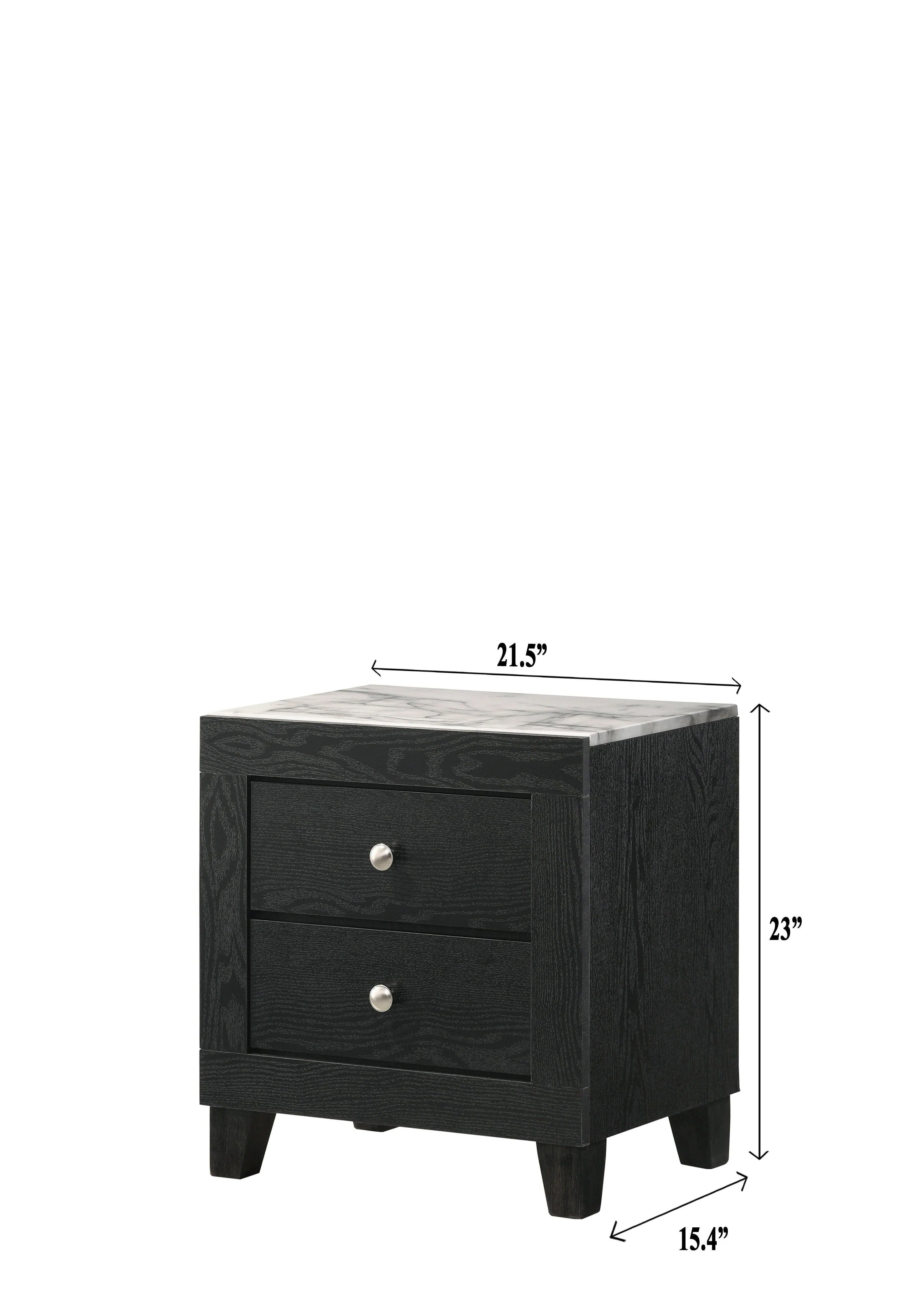 Cadence Nightstand Black 2 Drawers - Image 2