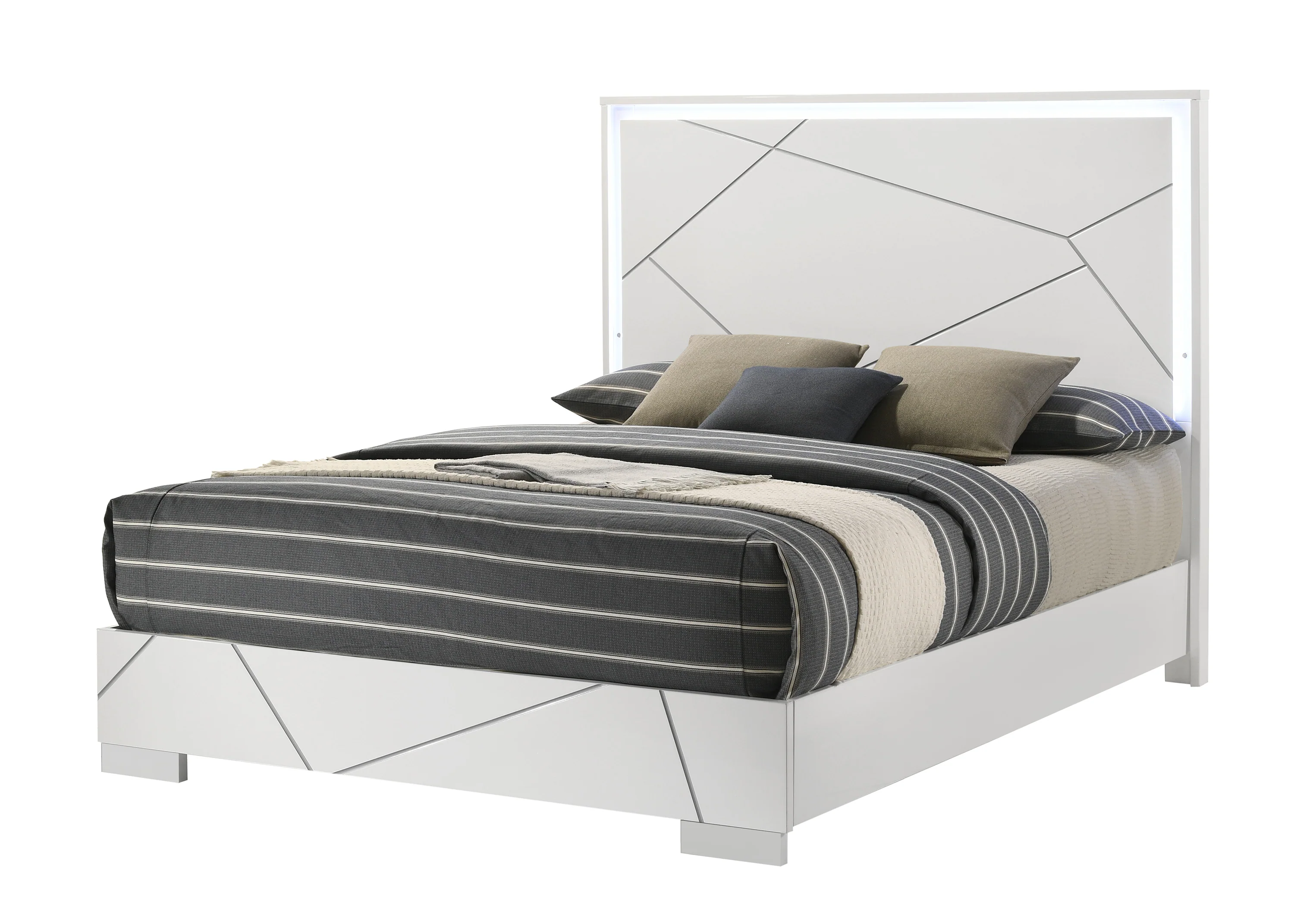 Ayla White LED Panel Bedroom Set - Image 2