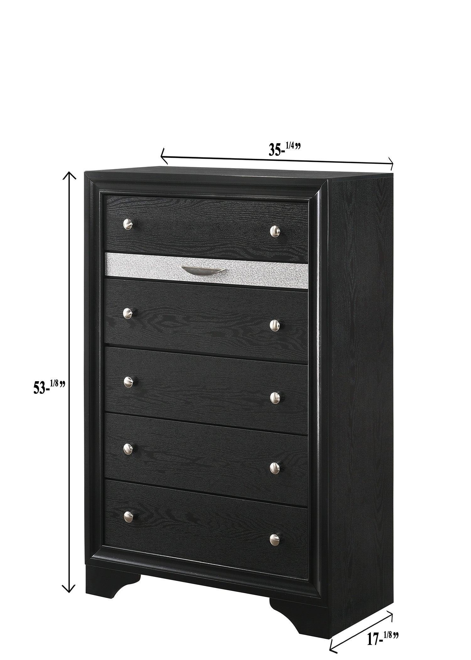 Regata Chest Black silver 5 Drawers - Image 2
