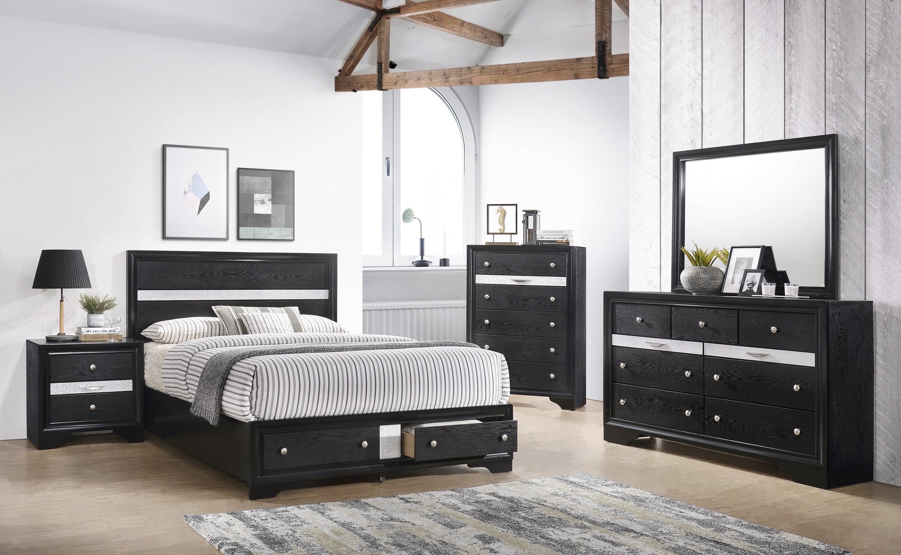 Regata Black Silver Storage Platform King Bed - Image 2