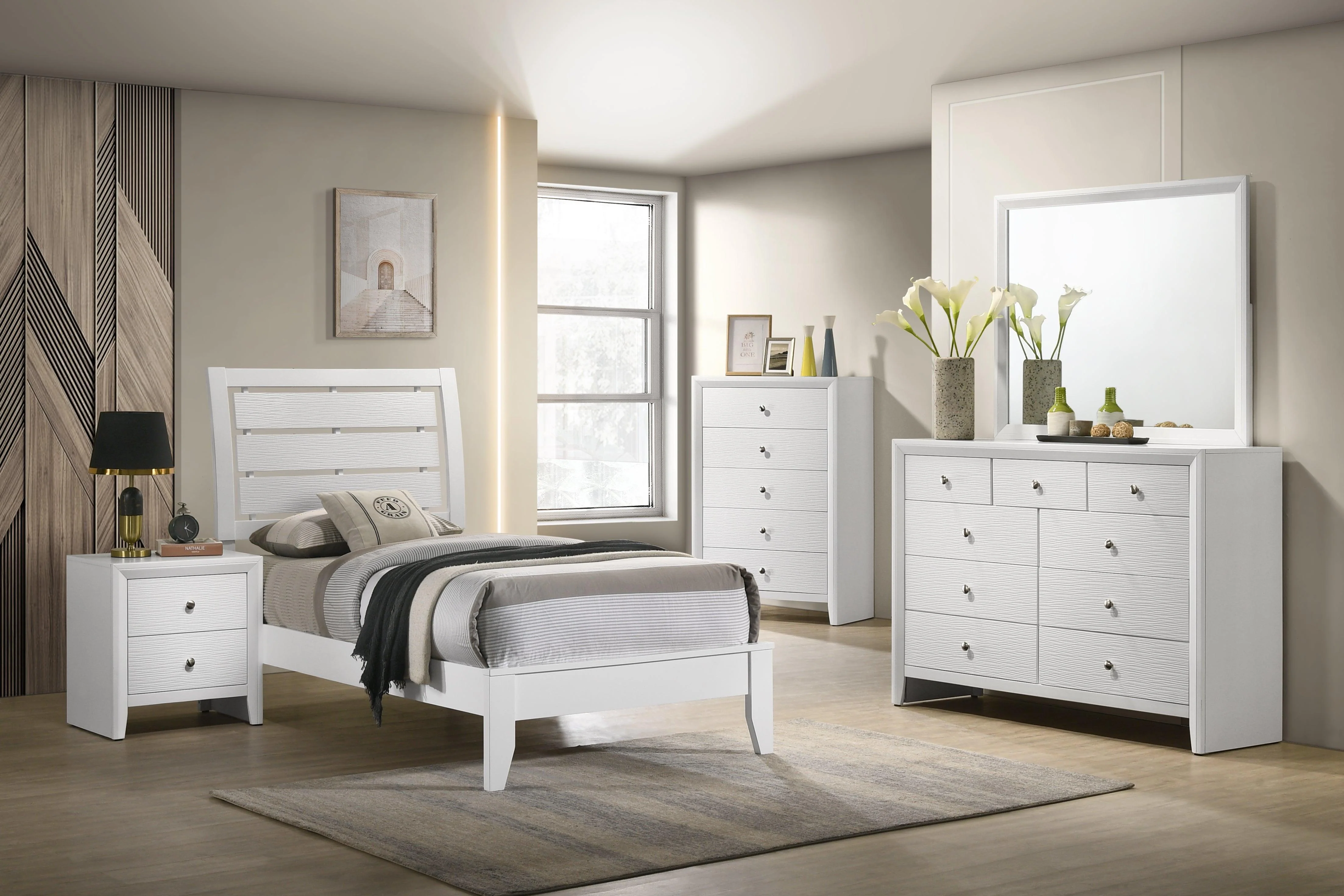Evan White Sleigh Bedroom Set - Image 2
