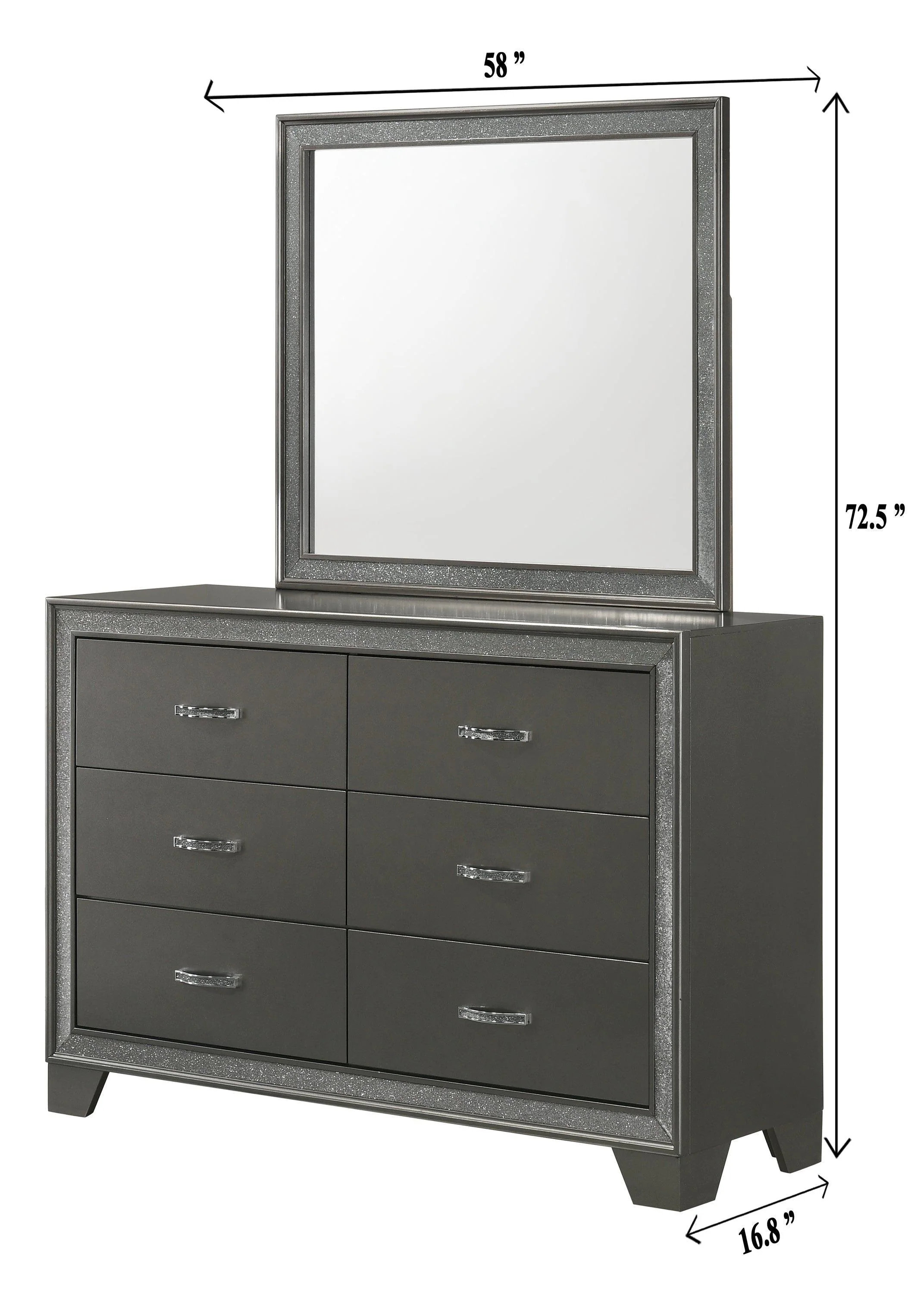Kaia Dresser Gray 6 Drawers - Image 2