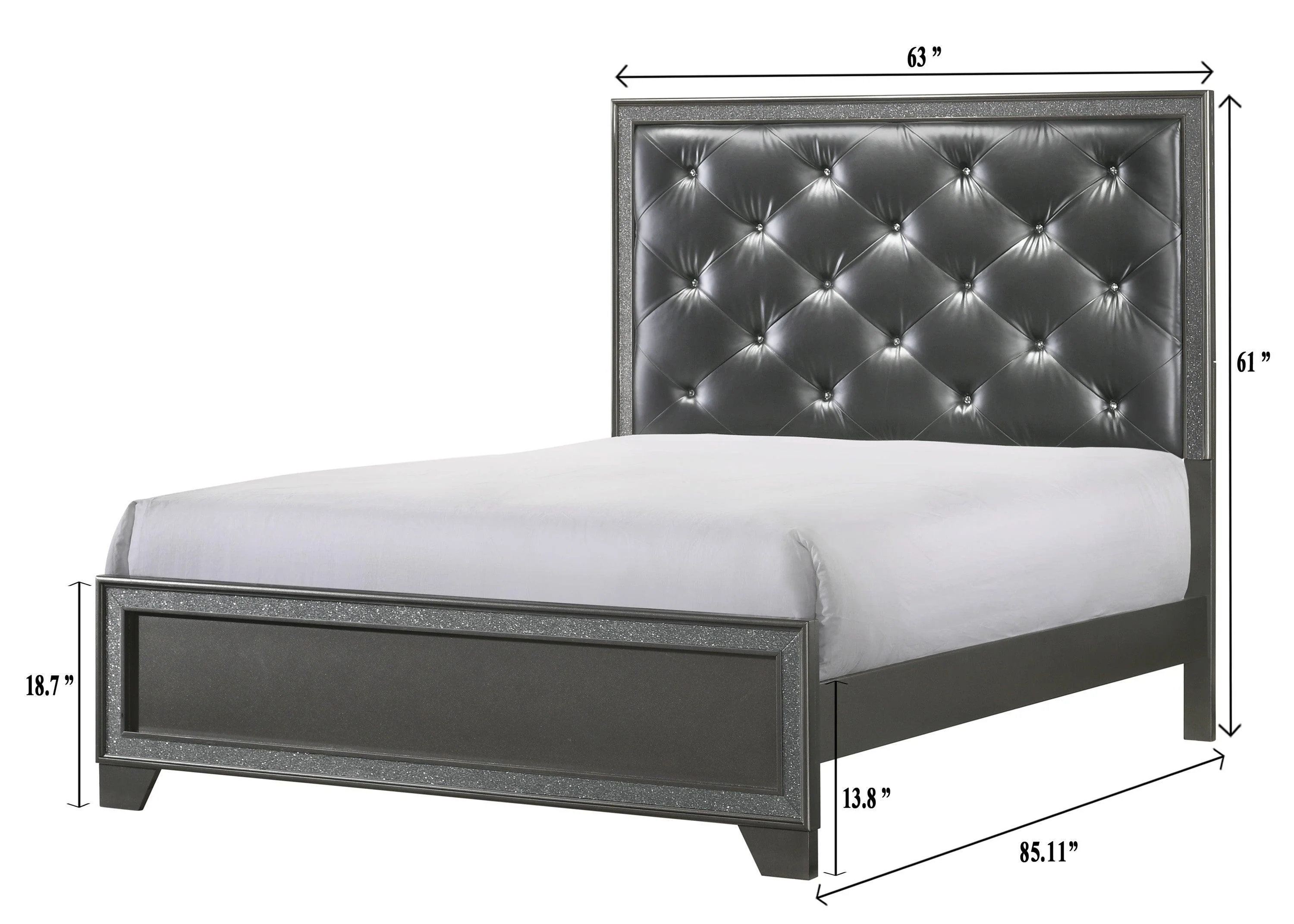 Kaia Dark Gray Faux Leather Upholstered Tufted Panel Bedroom Set - Image 3