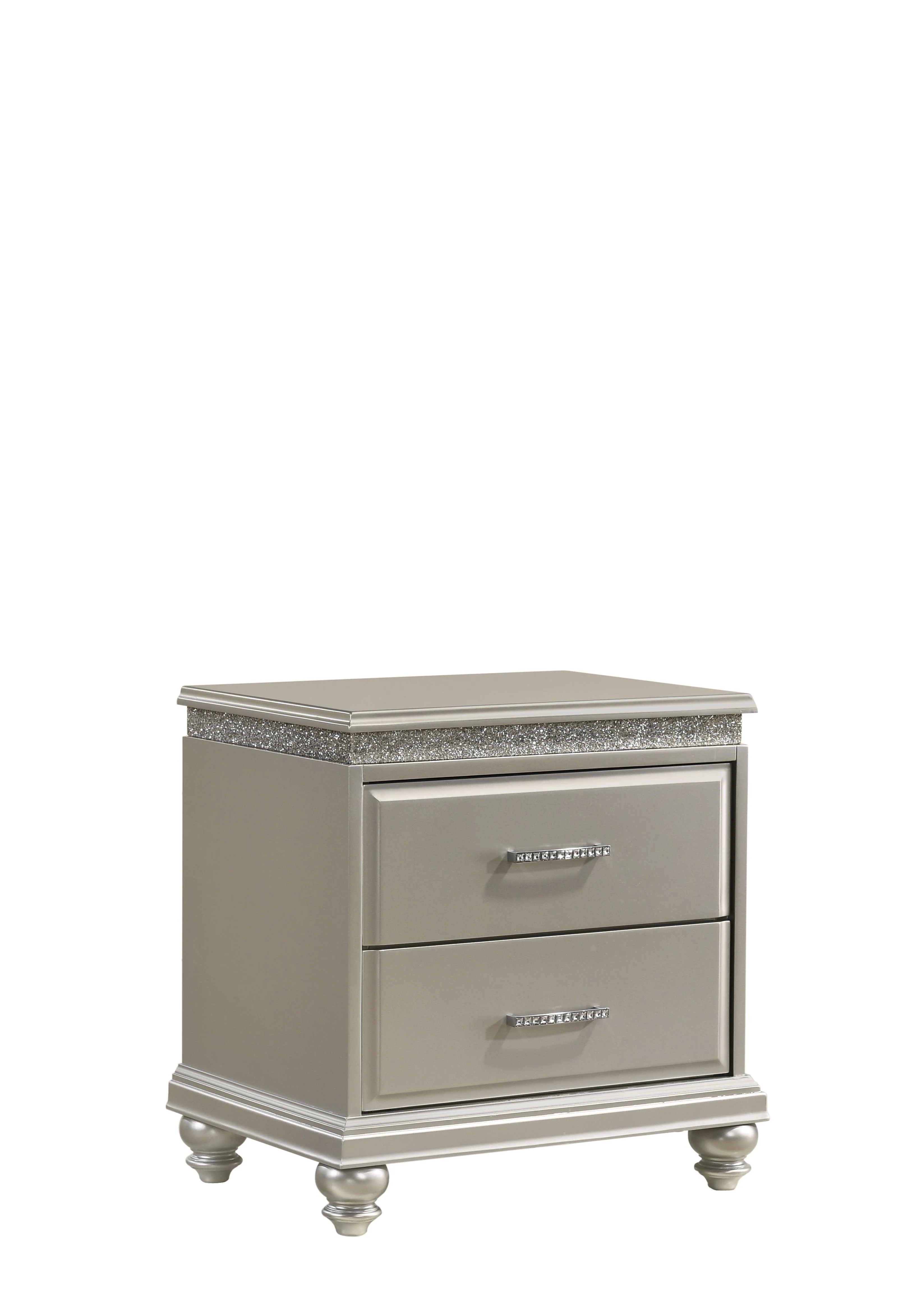 Valiant Champagne Silver Faux Leather Upholstered Panel King Bed - Image 3