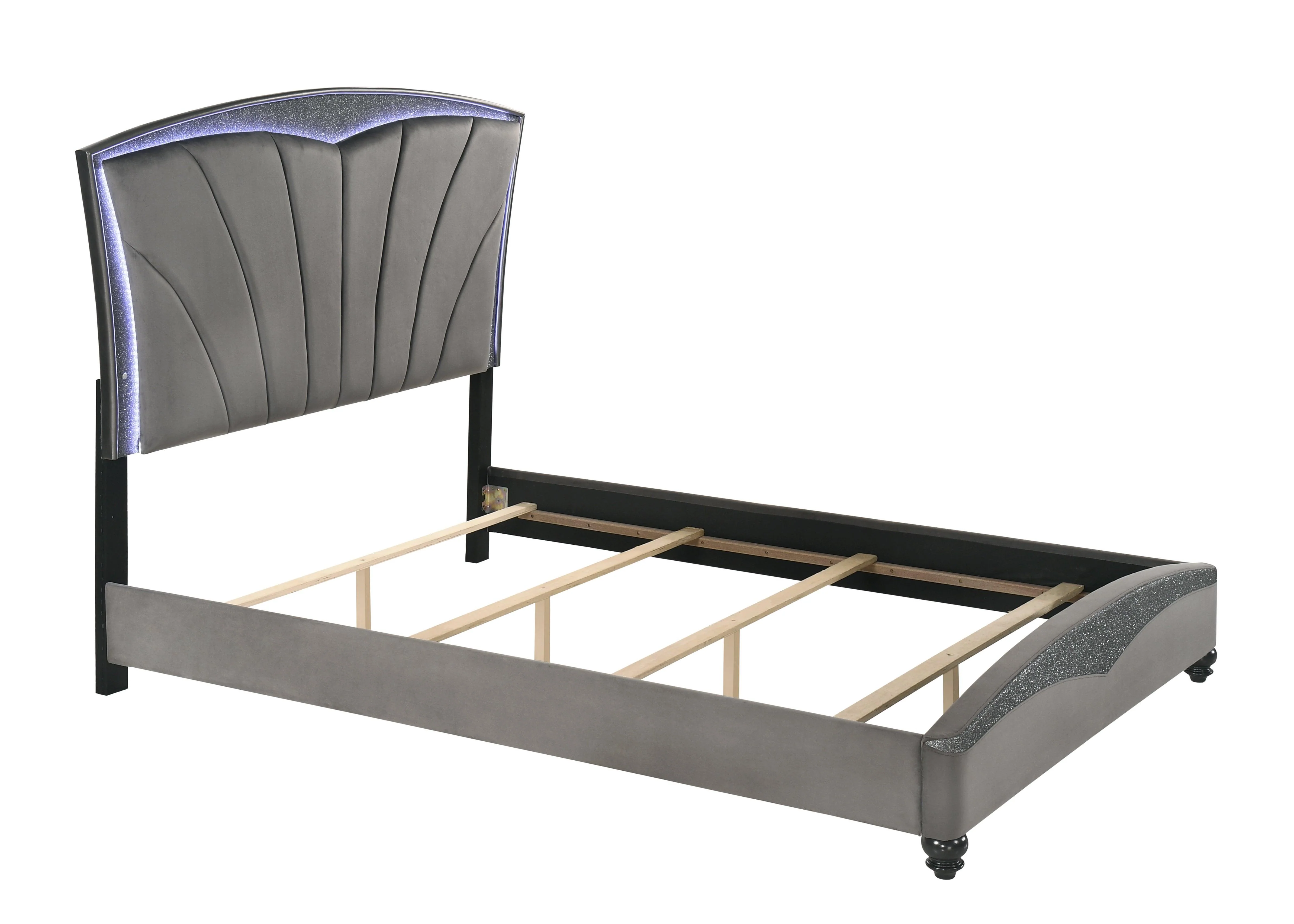 Frampton Gray LED Fabric Upholstered Panel Bedroom Set - Image 3