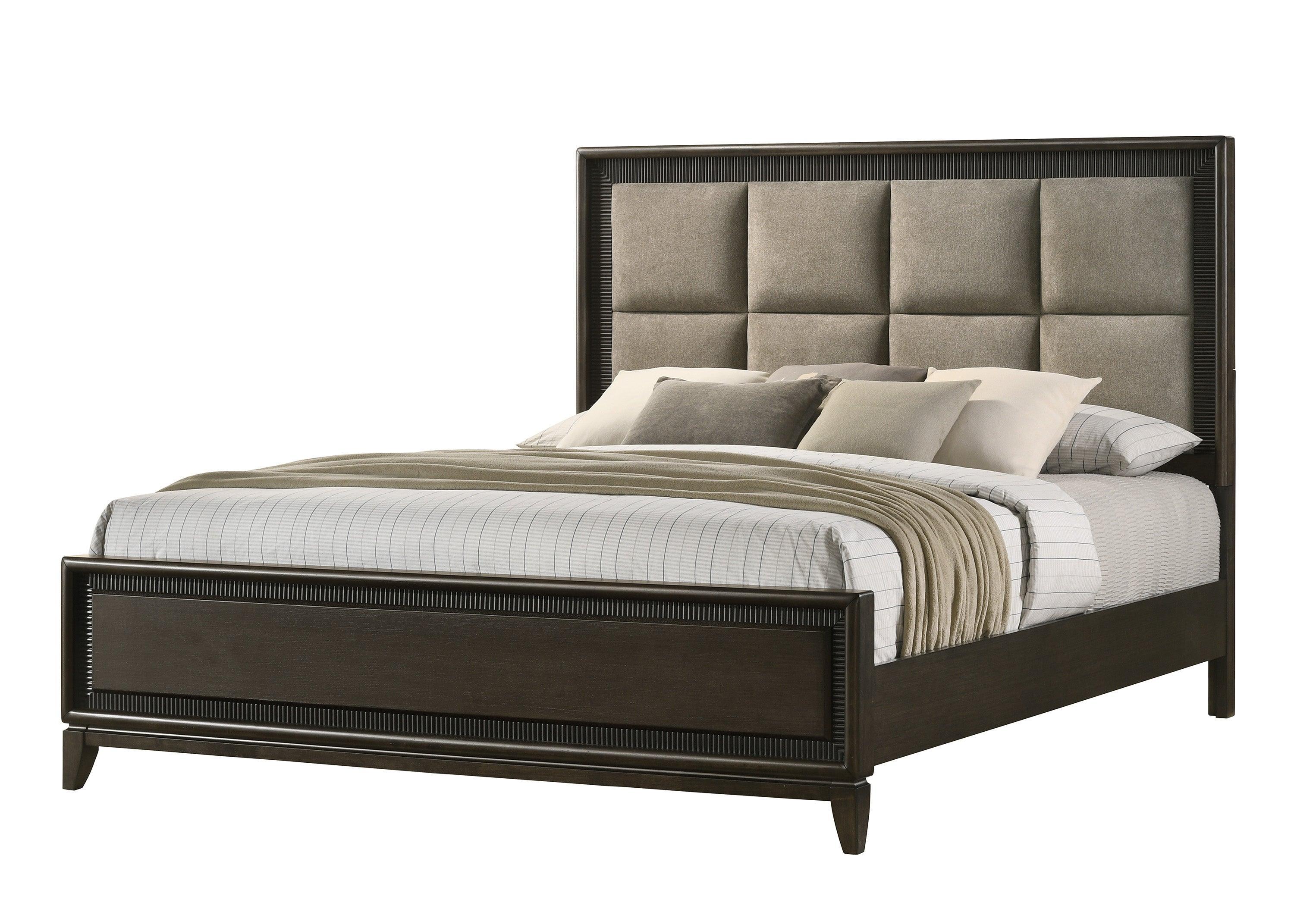 Saratoga Black Fabric Upholstered Panel Bedroom Set - Image 2