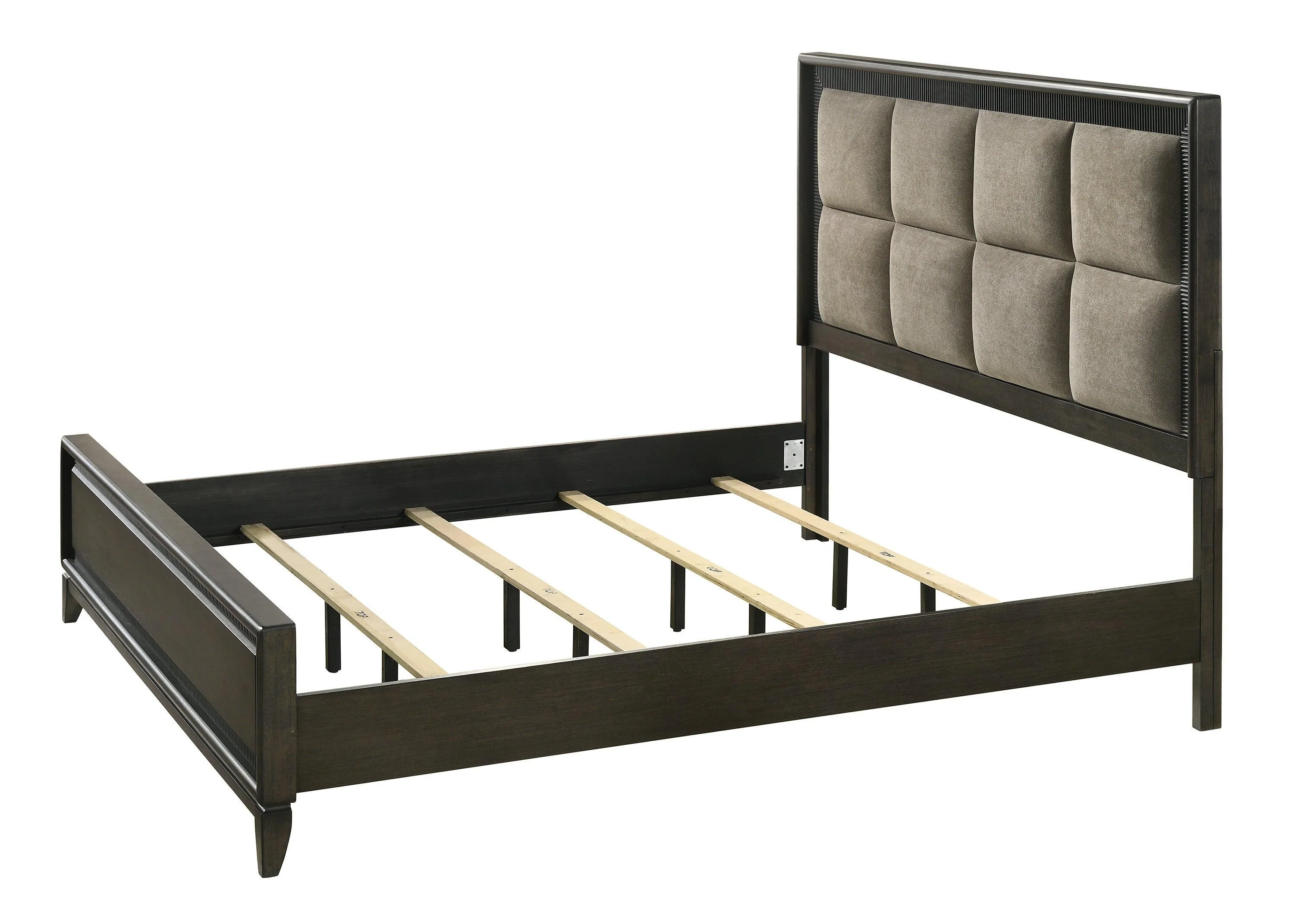 Saratoga Black Fabric Upholstered Panel Bedroom Set - Image 3