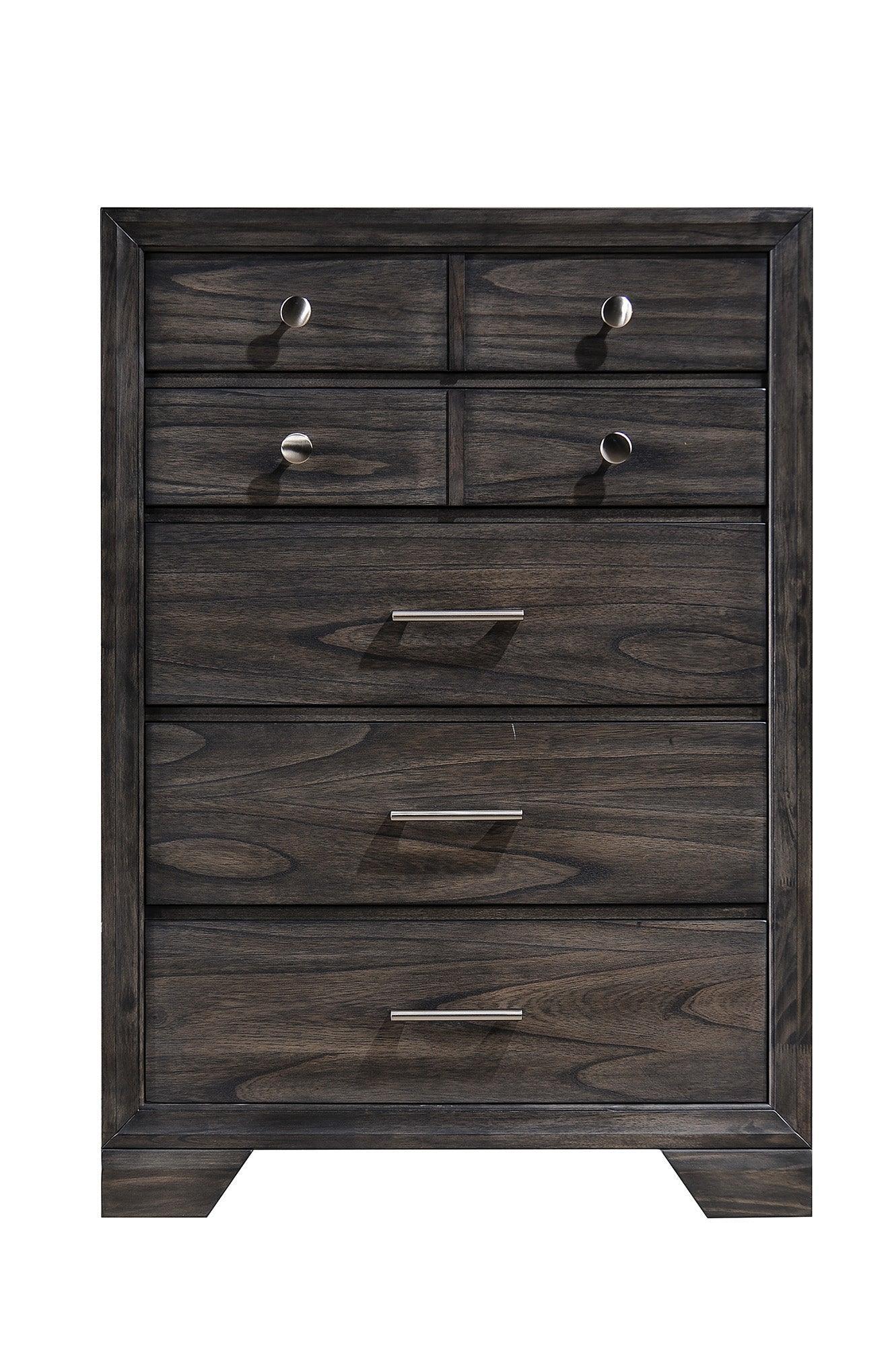 Jaymes Chest Gray Kenlin Nickel 5 Drawers - Image 2