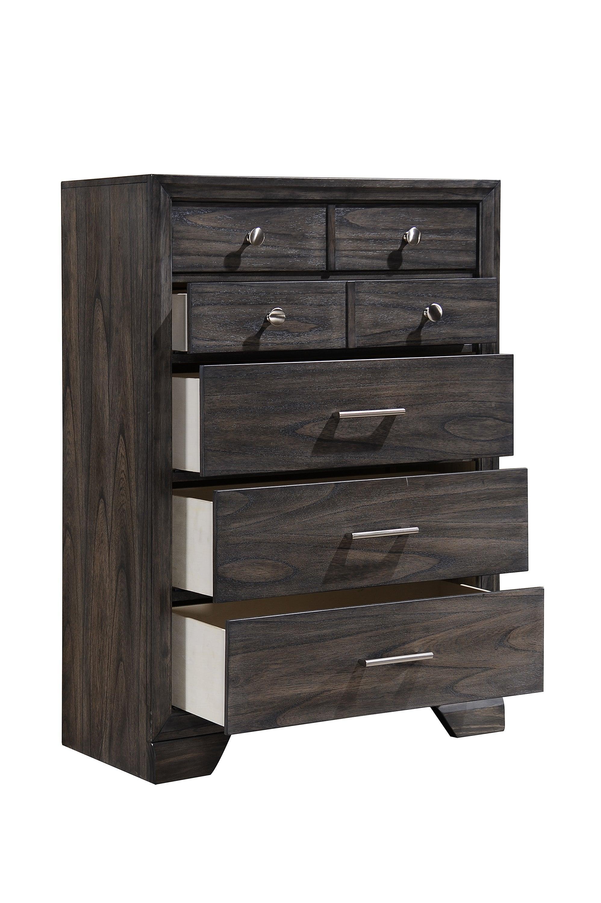 Jaymes Chest Gray Kenlin Nickel 5 Drawers - Image 3