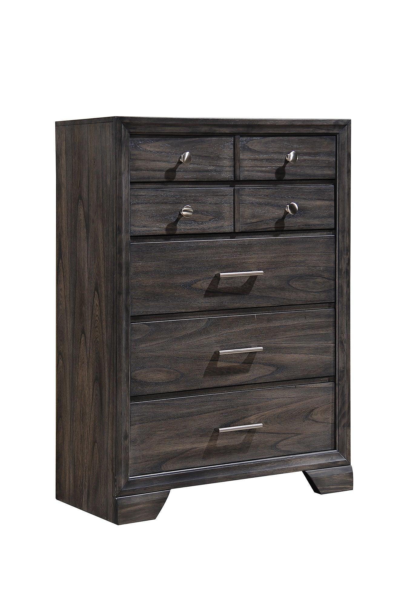 Jaymes Chest Gray Kenlin Nickel 5 Drawers - Image 1