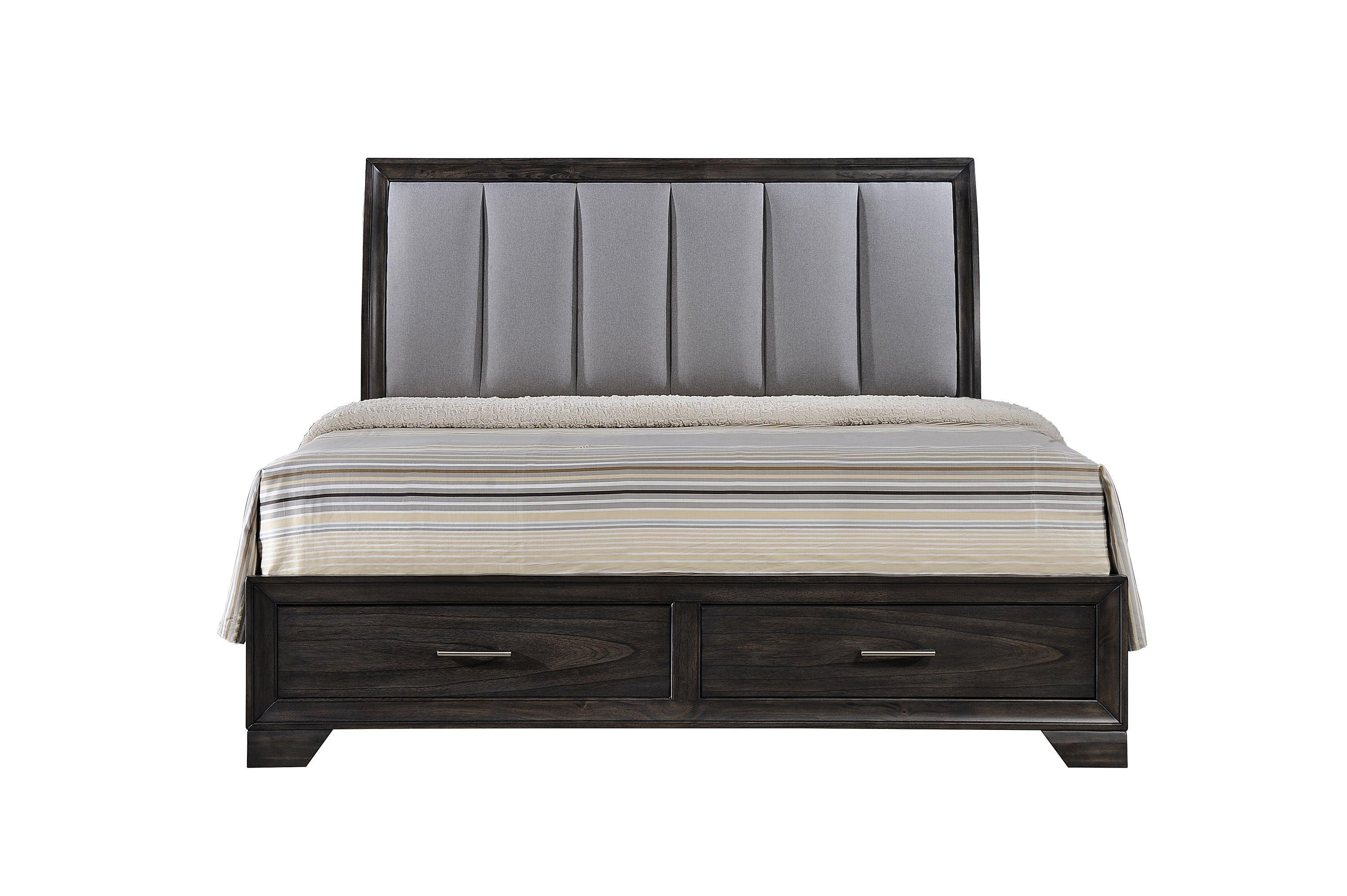 Jaymes Gray Upholstered Storage Platform Sleigh Bedroom Set - Image 3