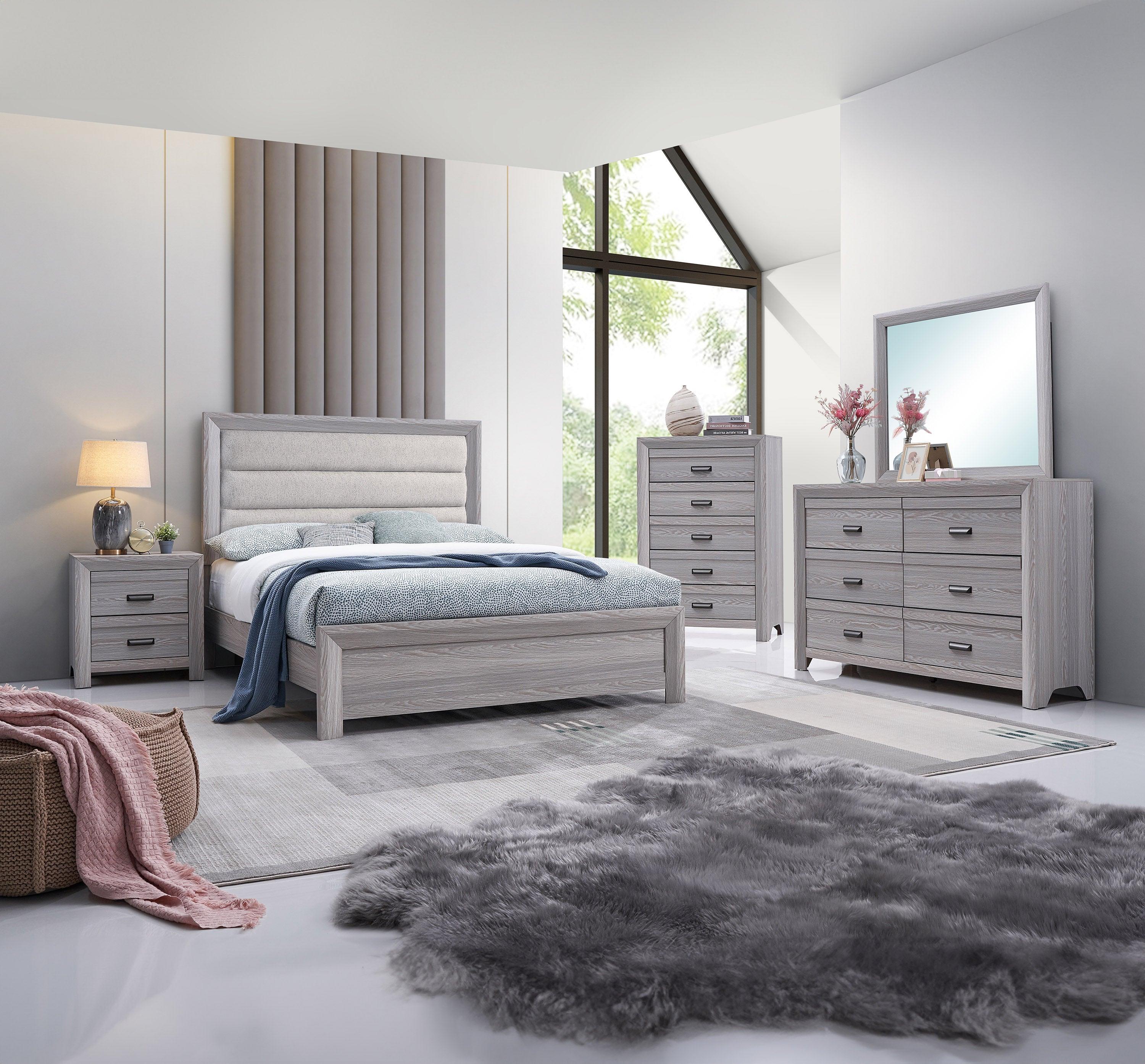 Adelaide Gray Upholstered Panel Queen Bed - Image 2