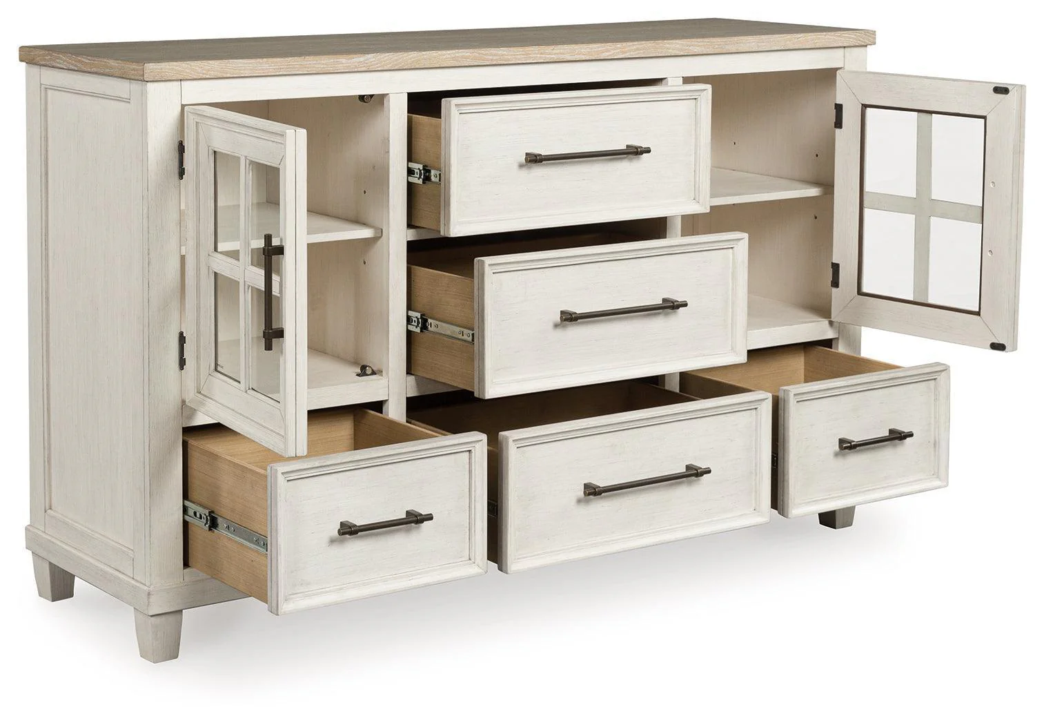 Shaybrock Antique White/Brown Dresser - Image 3