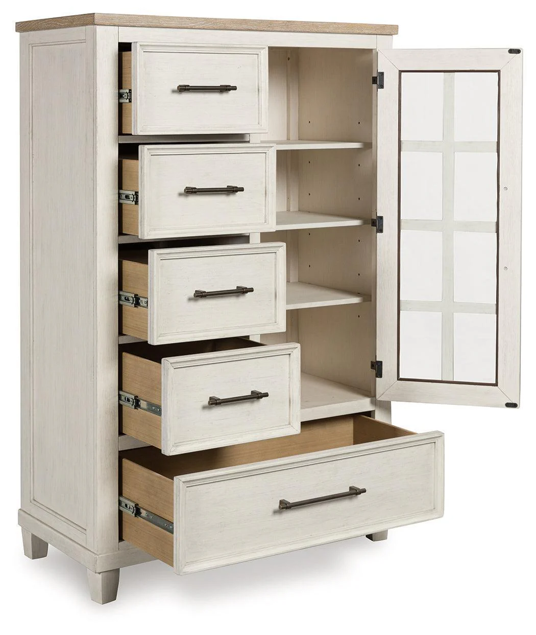 Shaybrock Antique White/Brown Door Chest - Image 3