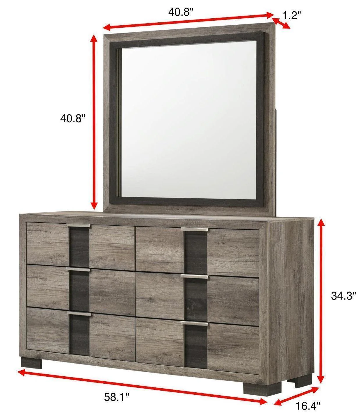 Rangley Dresser Gray 6 Drawers - Image 2