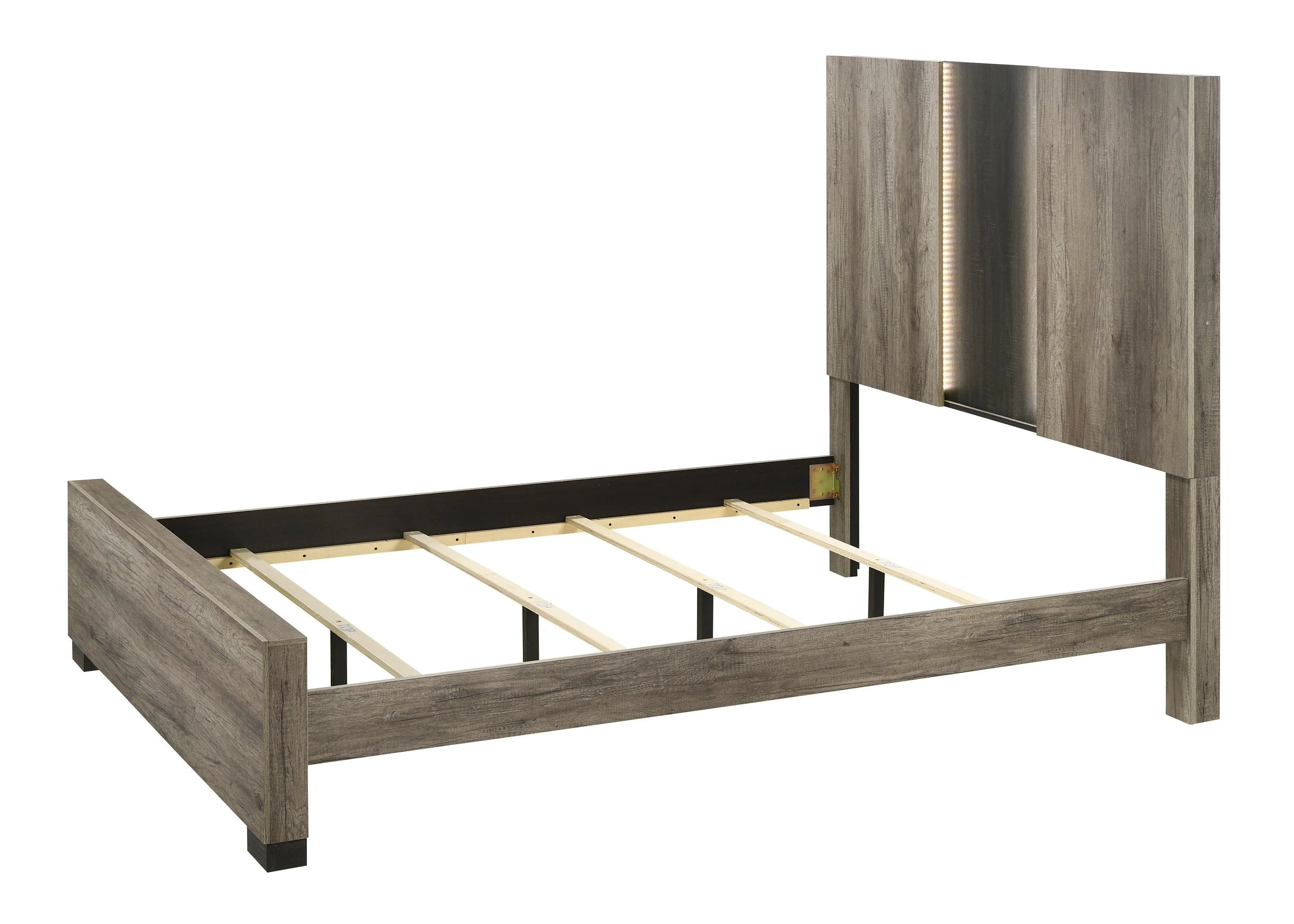 Rangley Light Brown LED Panel Queen Bed - Image 2
