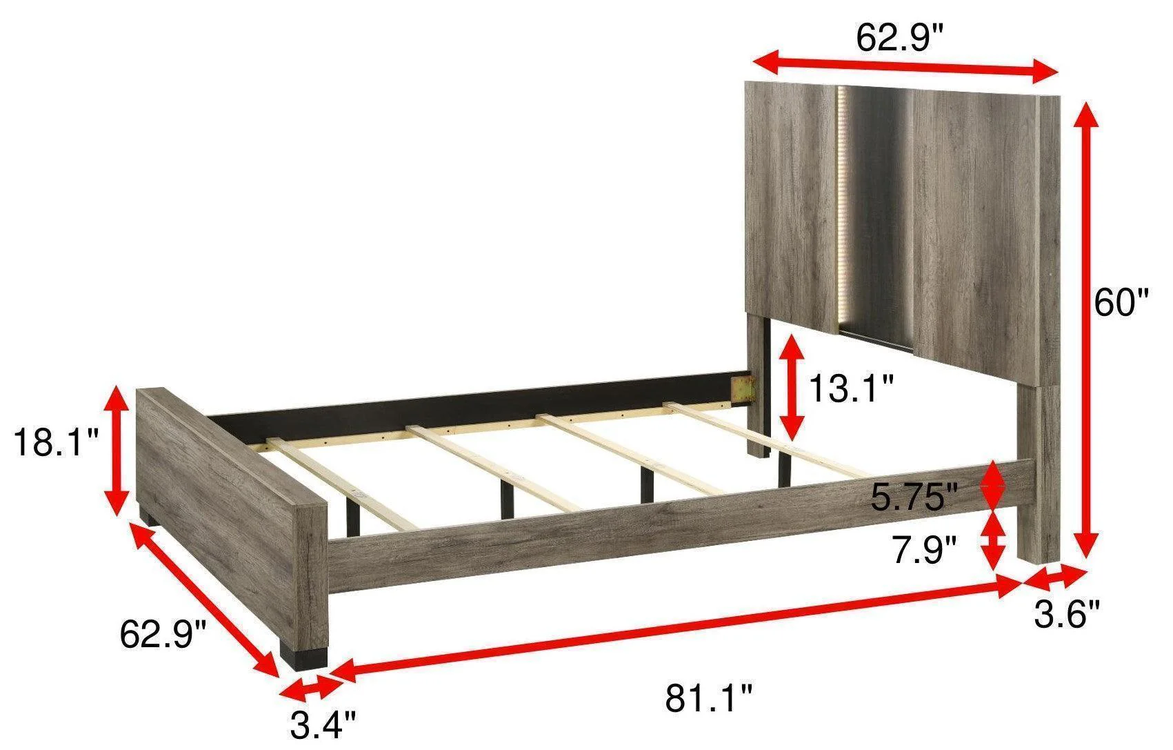 Rangley Light Brown LED Panel Bedroom Set - Image 3