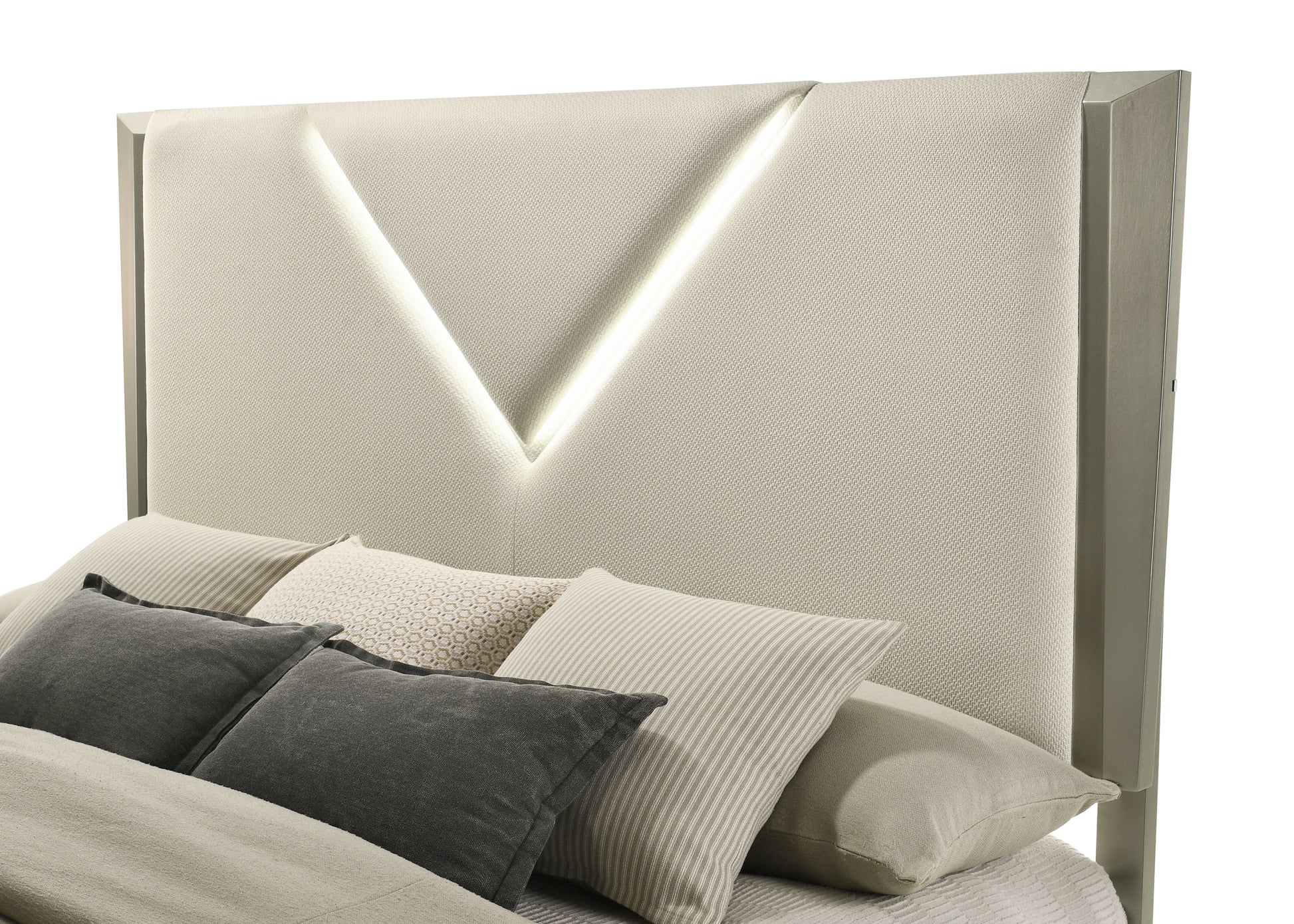 Larana Champagne Upholstered LED Panel Bedroom Set - Image 2