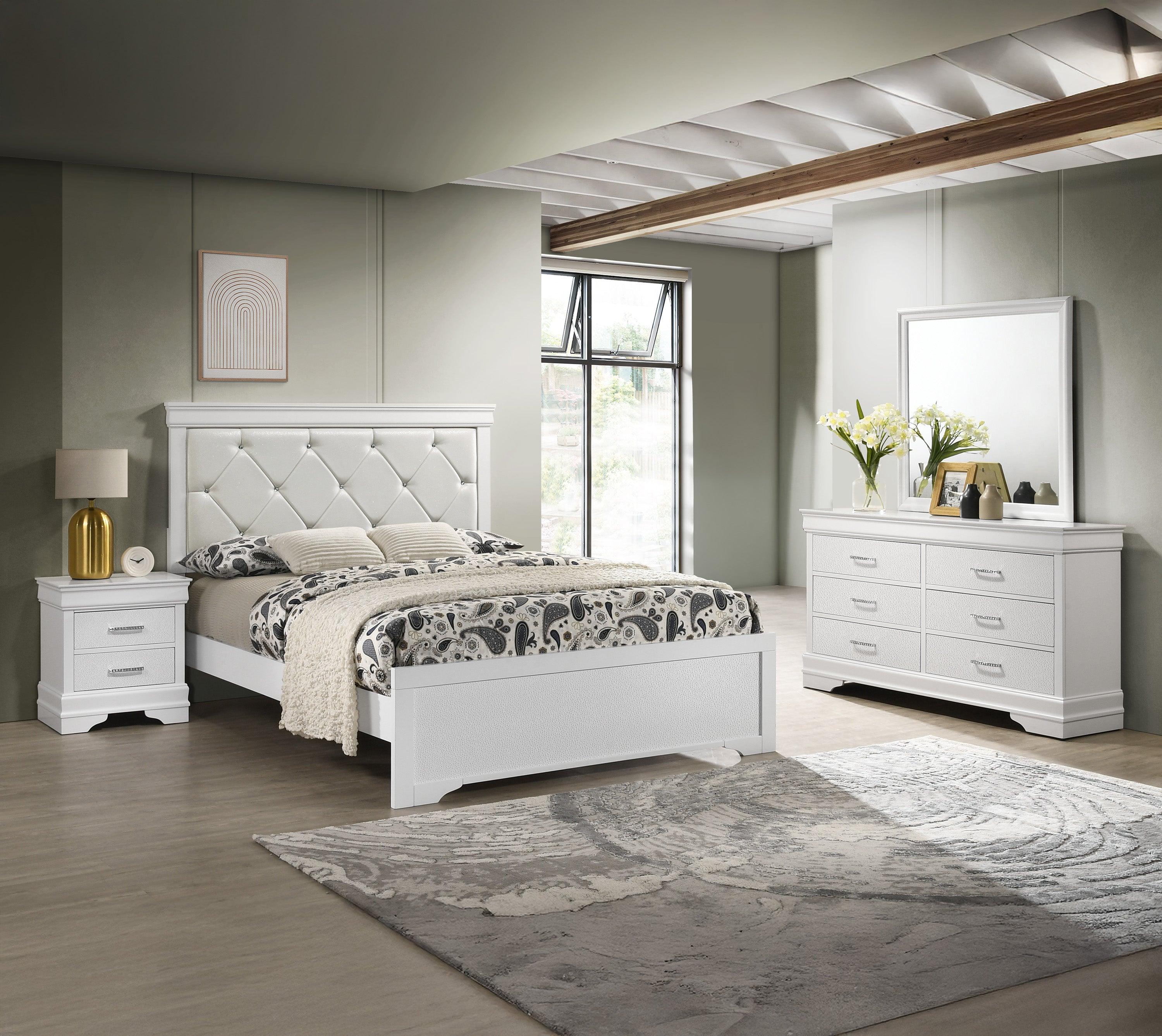 Amalia White Upholstered Tufted Panel King Bed - Image 3