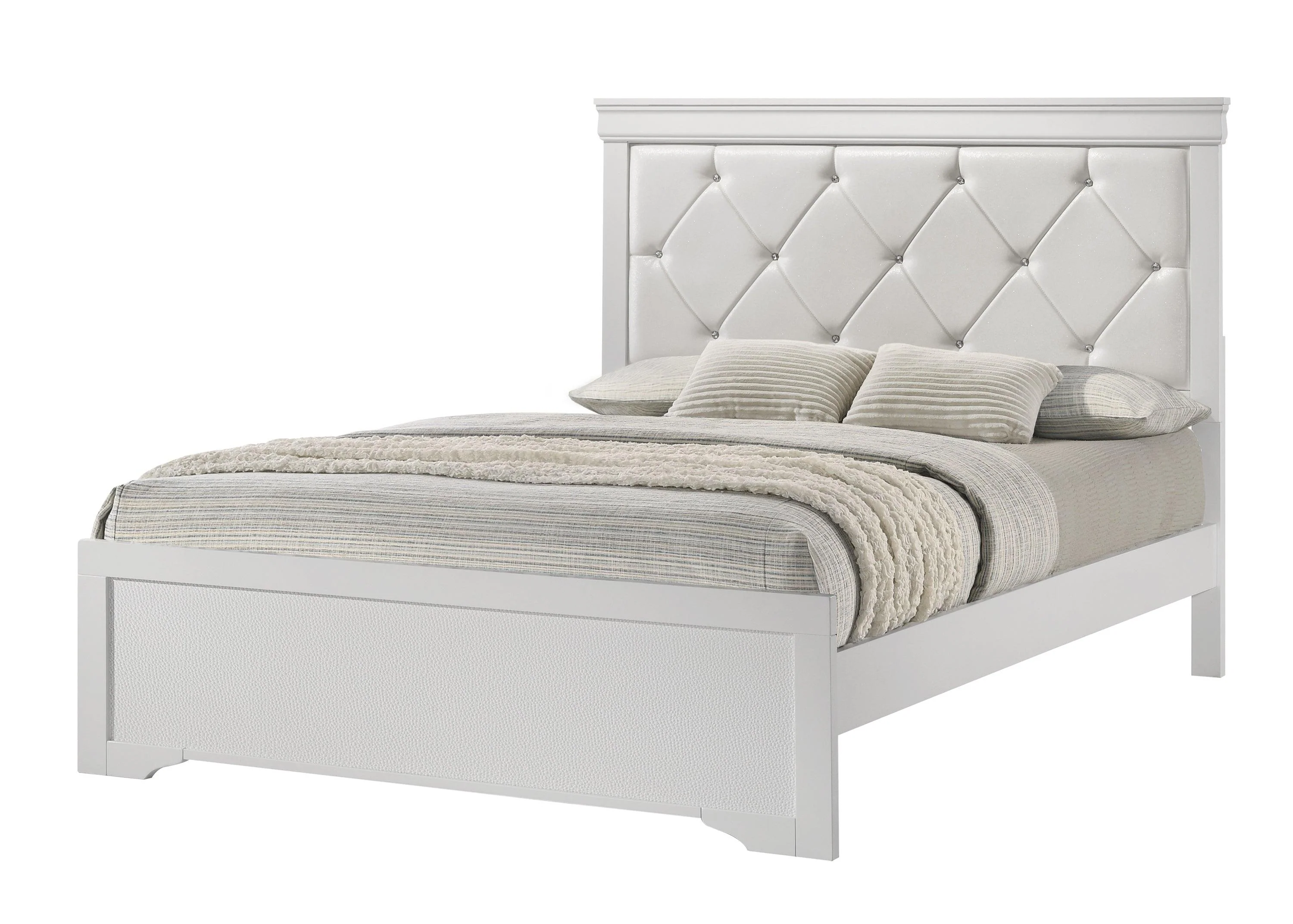 Amalia White Upholstered Tufted Panel Bedroom Set - Image 3