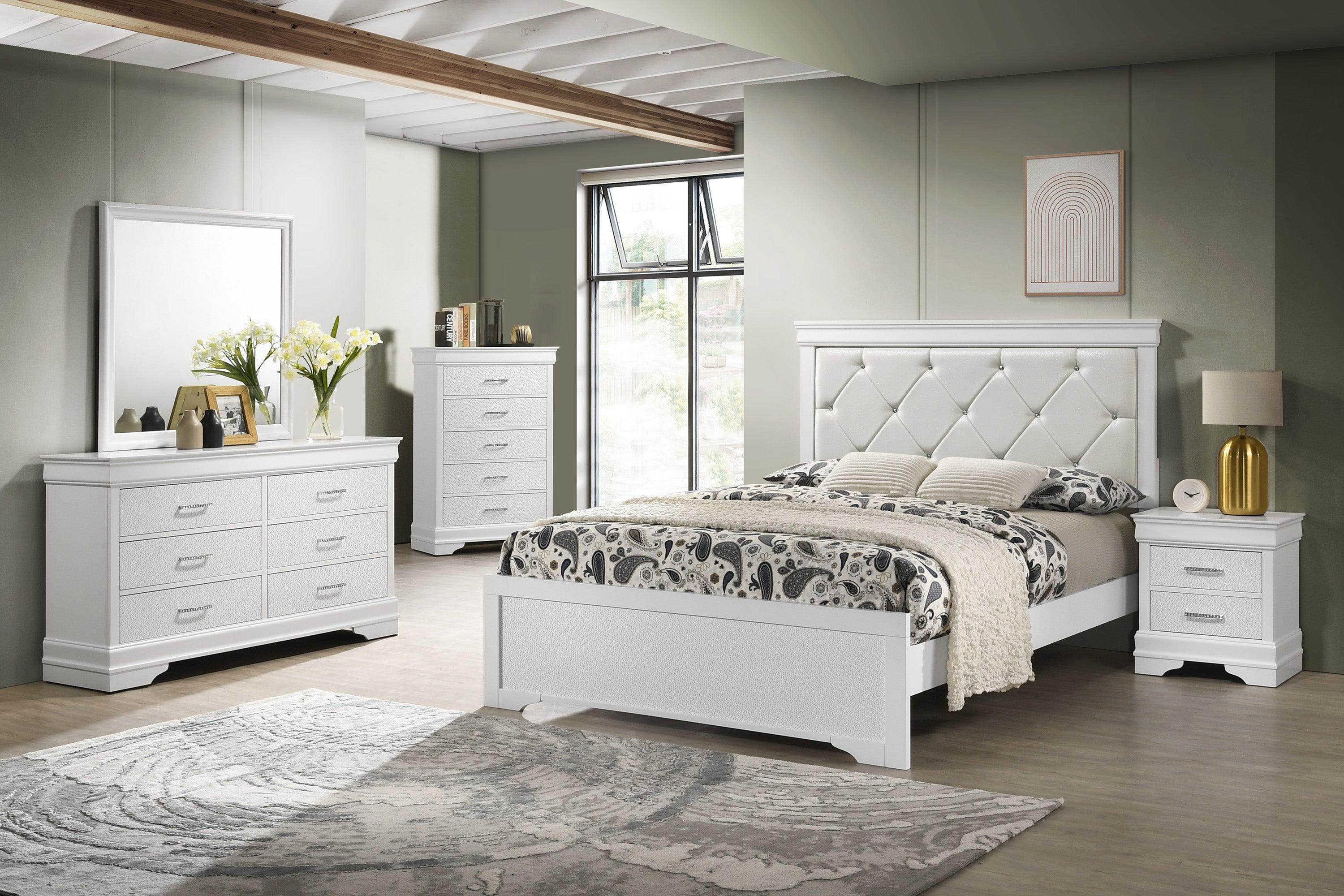 Amalia White Upholstered Tufted Panel King Bed - Image 2
