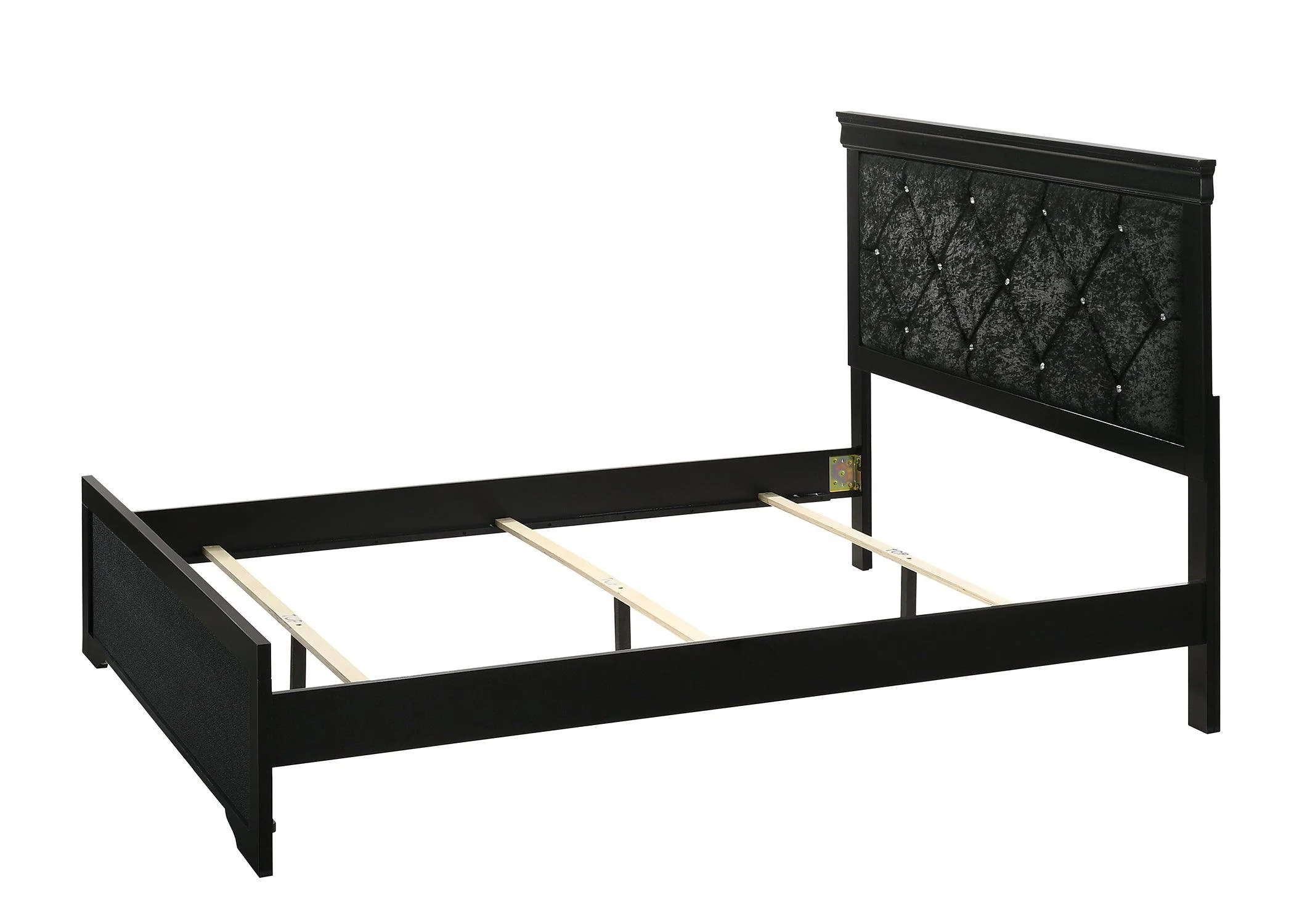 Amalia Black Velvet Upholstered Tufted Panel Bedroom Set - Image 3