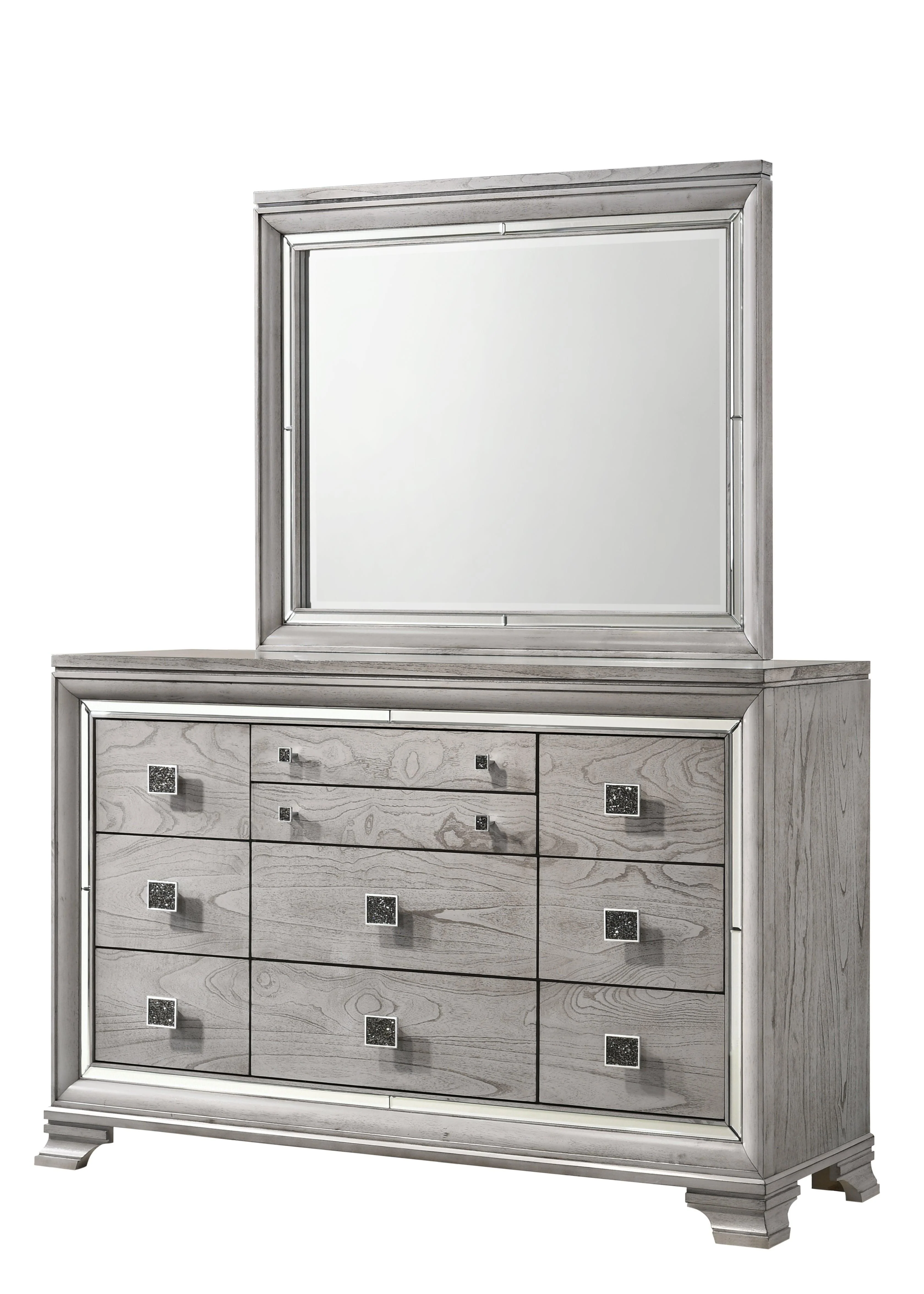 Vail Gray LED Fabric Upholstered Panel King Bed - Image 3