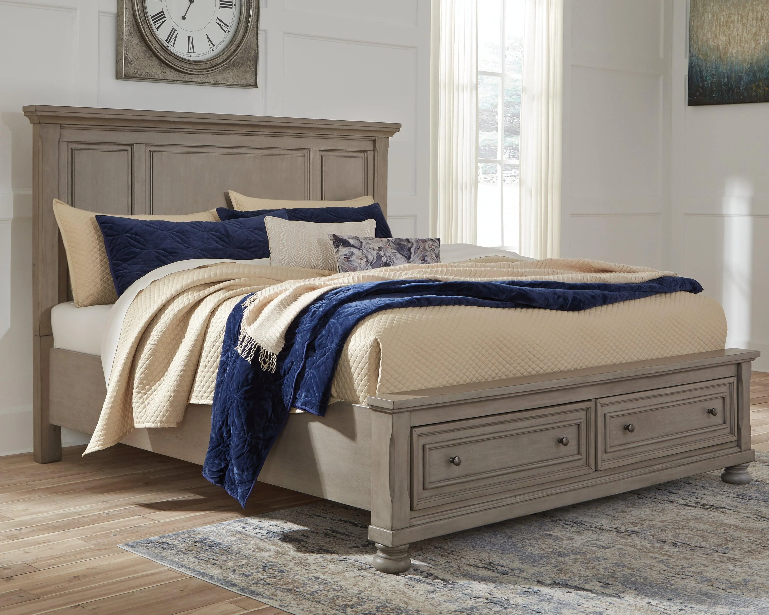 Lettner Light Gray Queen Panel Storage Bed - Image 3