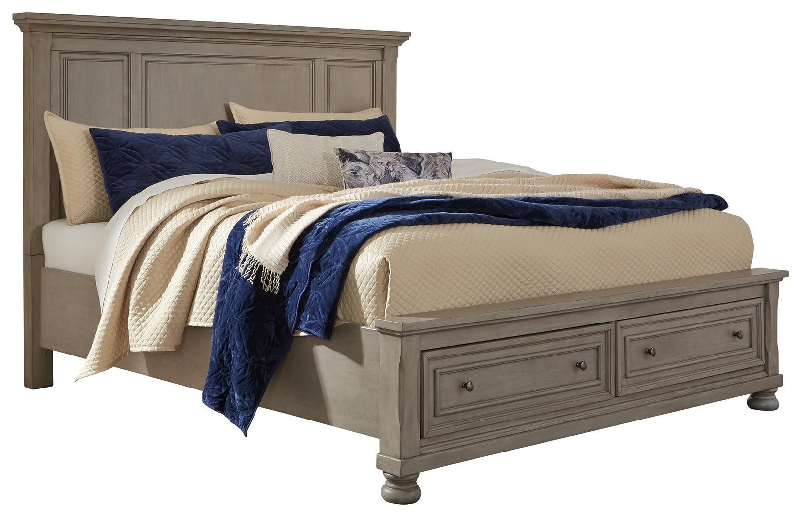 Lettner Light Gray Queen Panel Storage Bed - Image 2