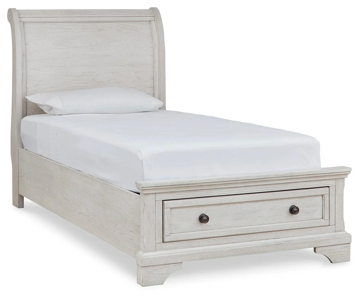 Robbinsdale Antique White Twin Sleigh Storage Bed - Image 2