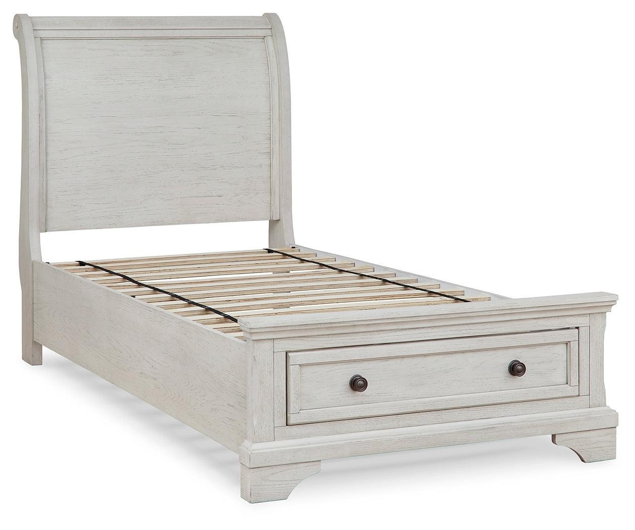 Robbinsdale Antique White Twin Sleigh Storage Bed - Image 3