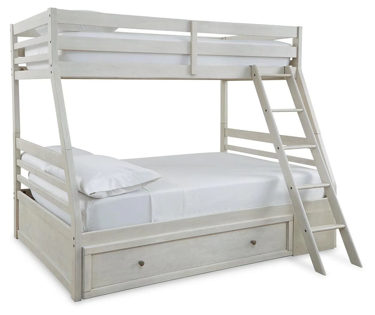 Robbinsdale Antique White Twin Over Full Bunk Bed With Storage - Image 2