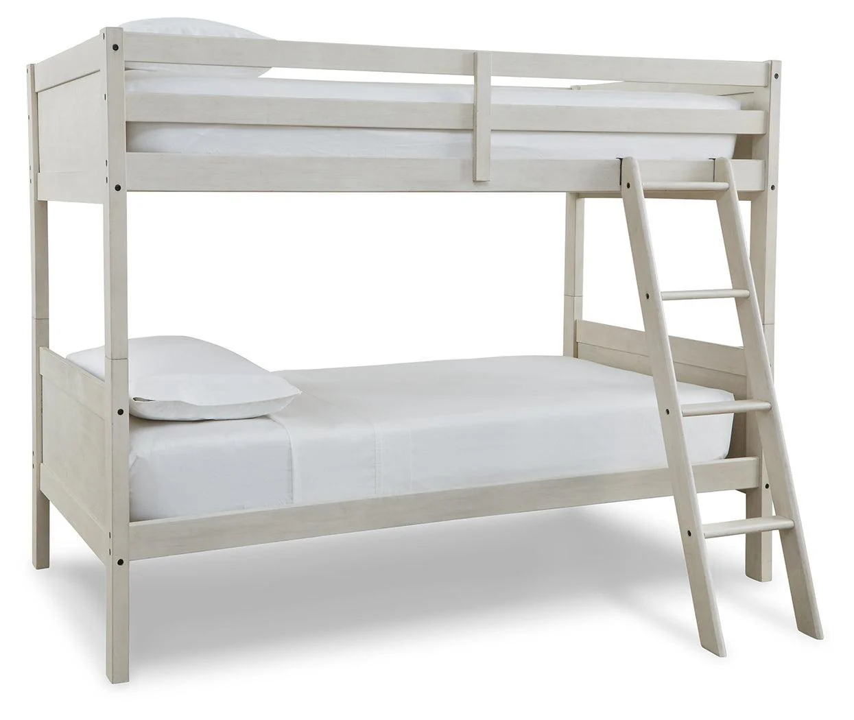 Robbinsdale Antique White Twin Bunk Bed With Ladder - Image 2